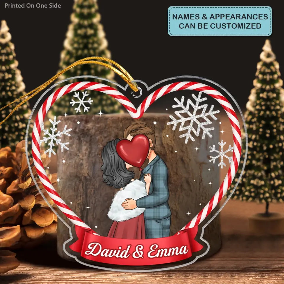 Couple Christmas Heart - Personalized Custom Mica Ornament - Christmas Gift For Couple, Wife, Husband, Boyfriends, Girlfriends