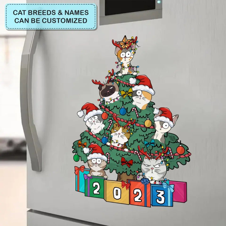 Cat Christmas Tree 2023 - Personalized Custom Decal - Christmas Gift For Cat Mom, Cat Dad, Cat Owner, Cat Lover