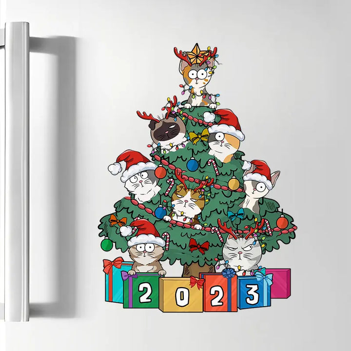 Cat Christmas Tree 2023 - Personalized Custom Decal - Christmas Gift For Cat Mom, Cat Dad, Cat Owner, Cat Lover