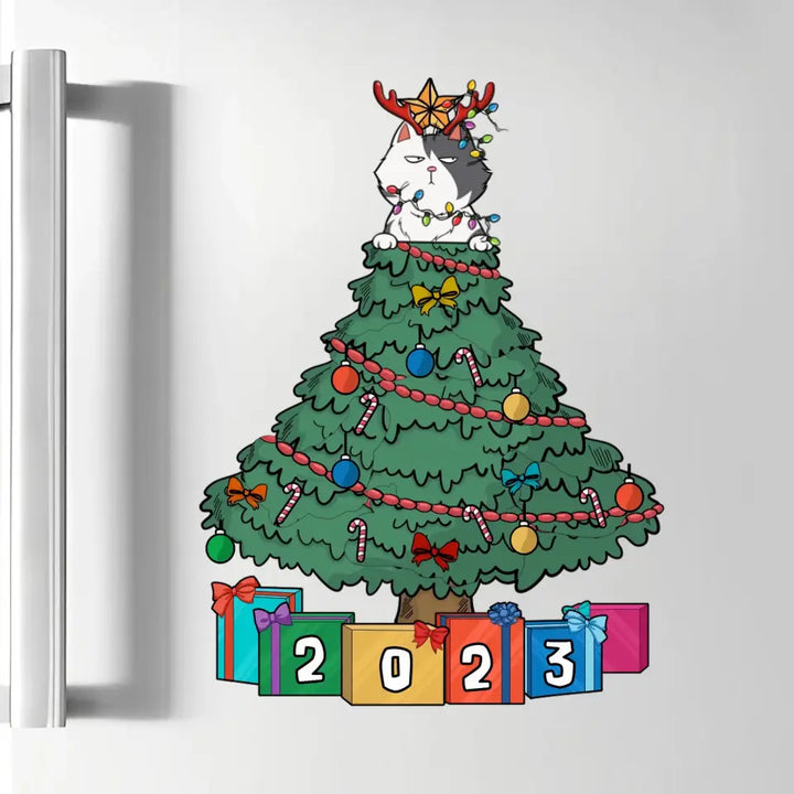 Cat Christmas Tree 2023 - Personalized Custom Decal - Christmas Gift For Cat Mom, Cat Dad, Cat Owner, Cat Lover