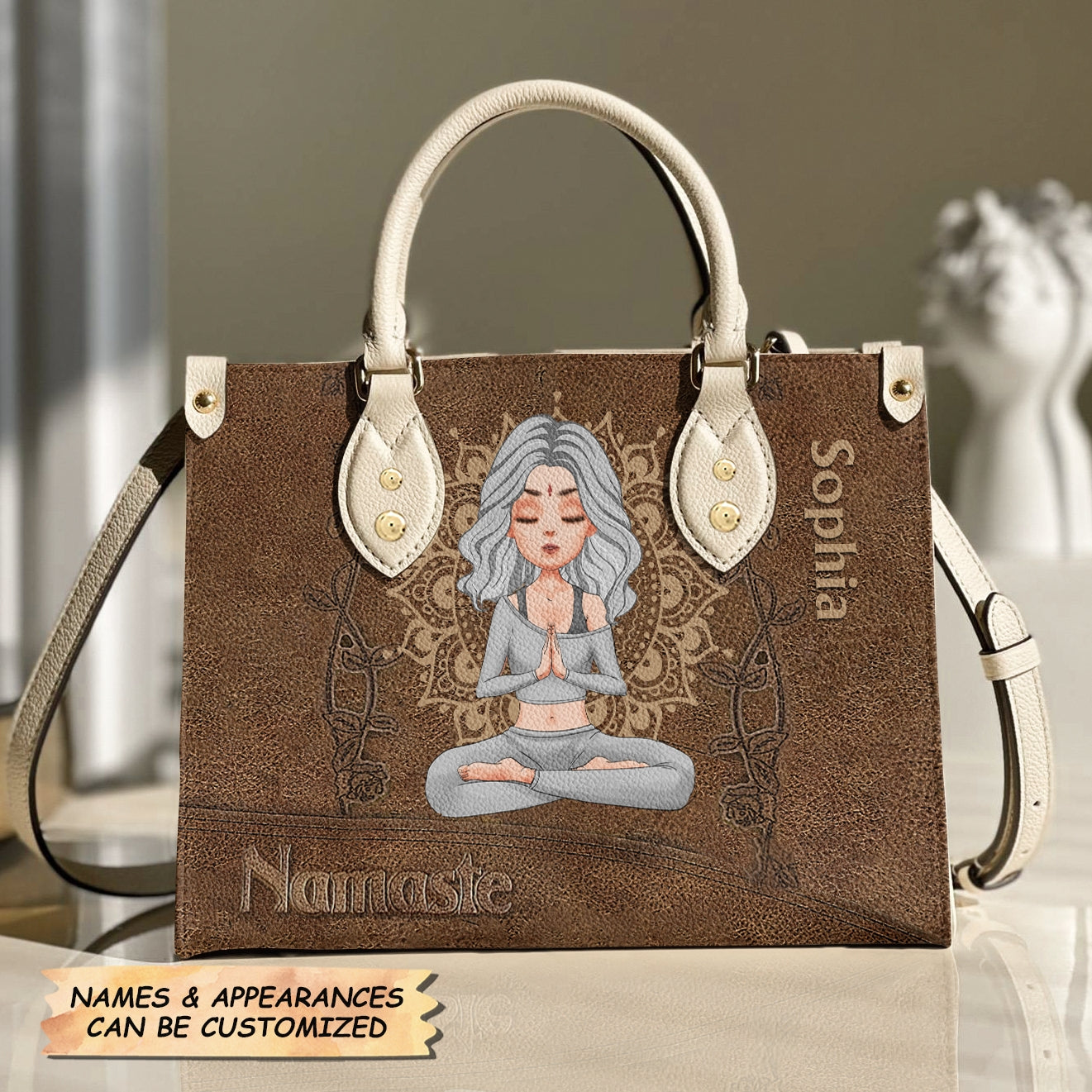Personalized Leather Bag - Gift For Yoga Lovers - Namaste
