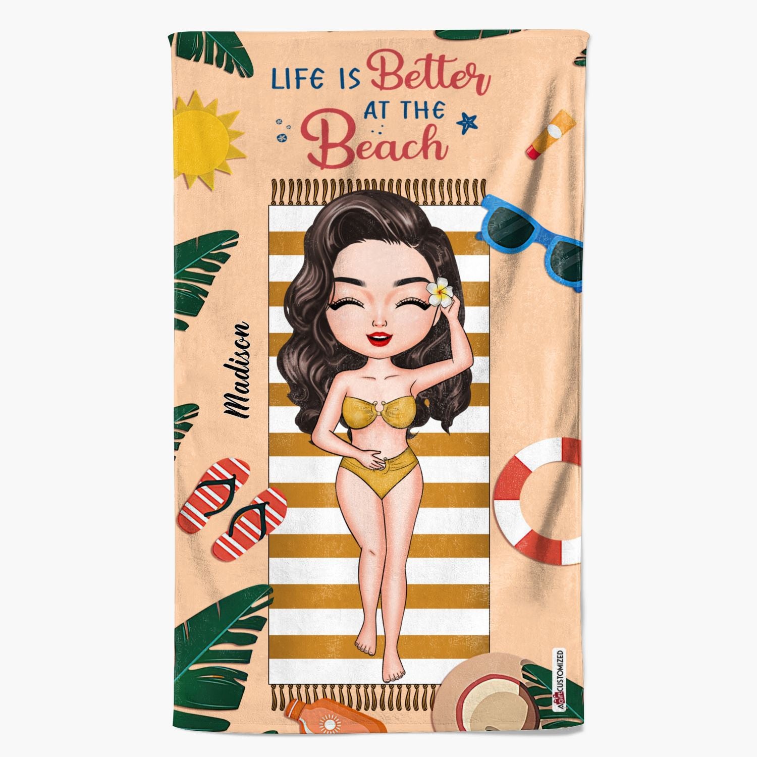 Personalized Beach Towel - Gift For Beach Lover - Life Is Better At The Beach