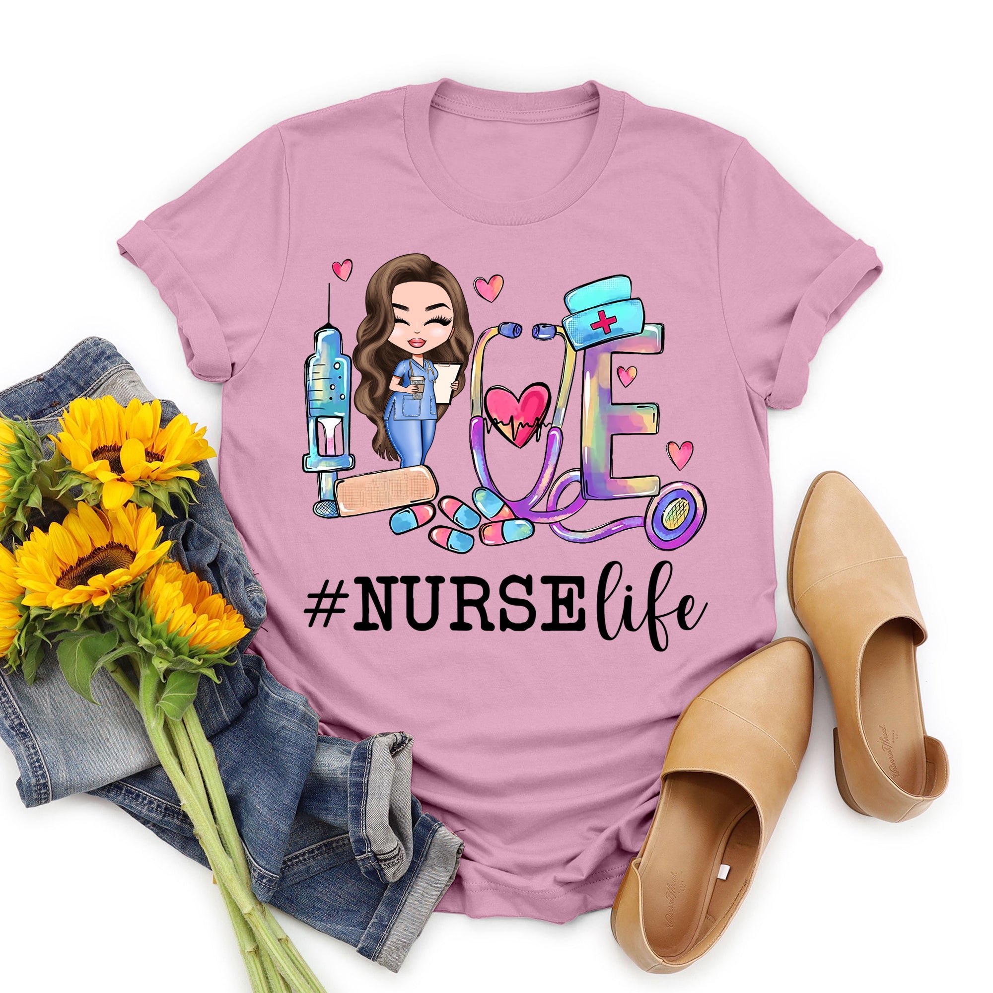 Personalized T-shirt - Gift For Nurse - Love Nurse Life