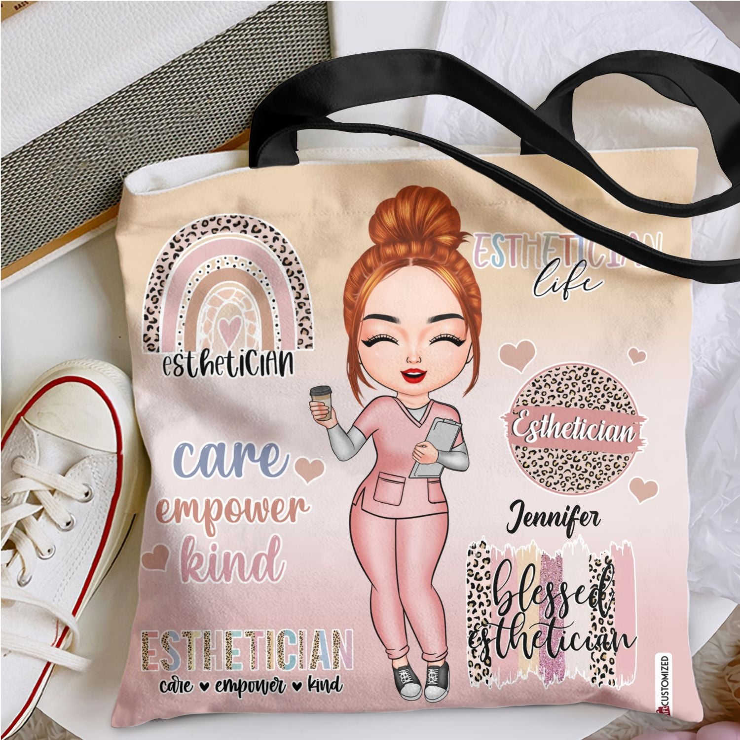 Personalized Tote Bag - Gift For Esthetician - Care Empower Kind