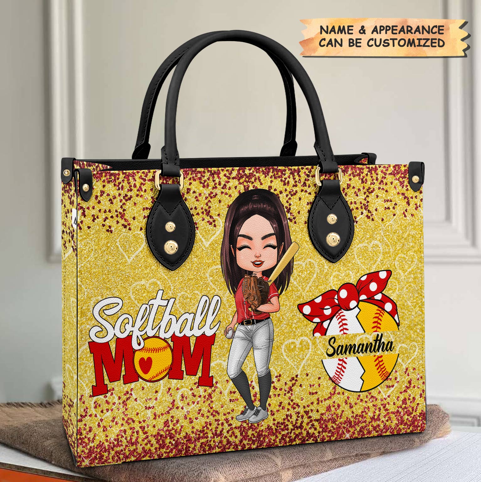 Personalized Leather Bag - Gift For Softball Lovers - Softball Mom