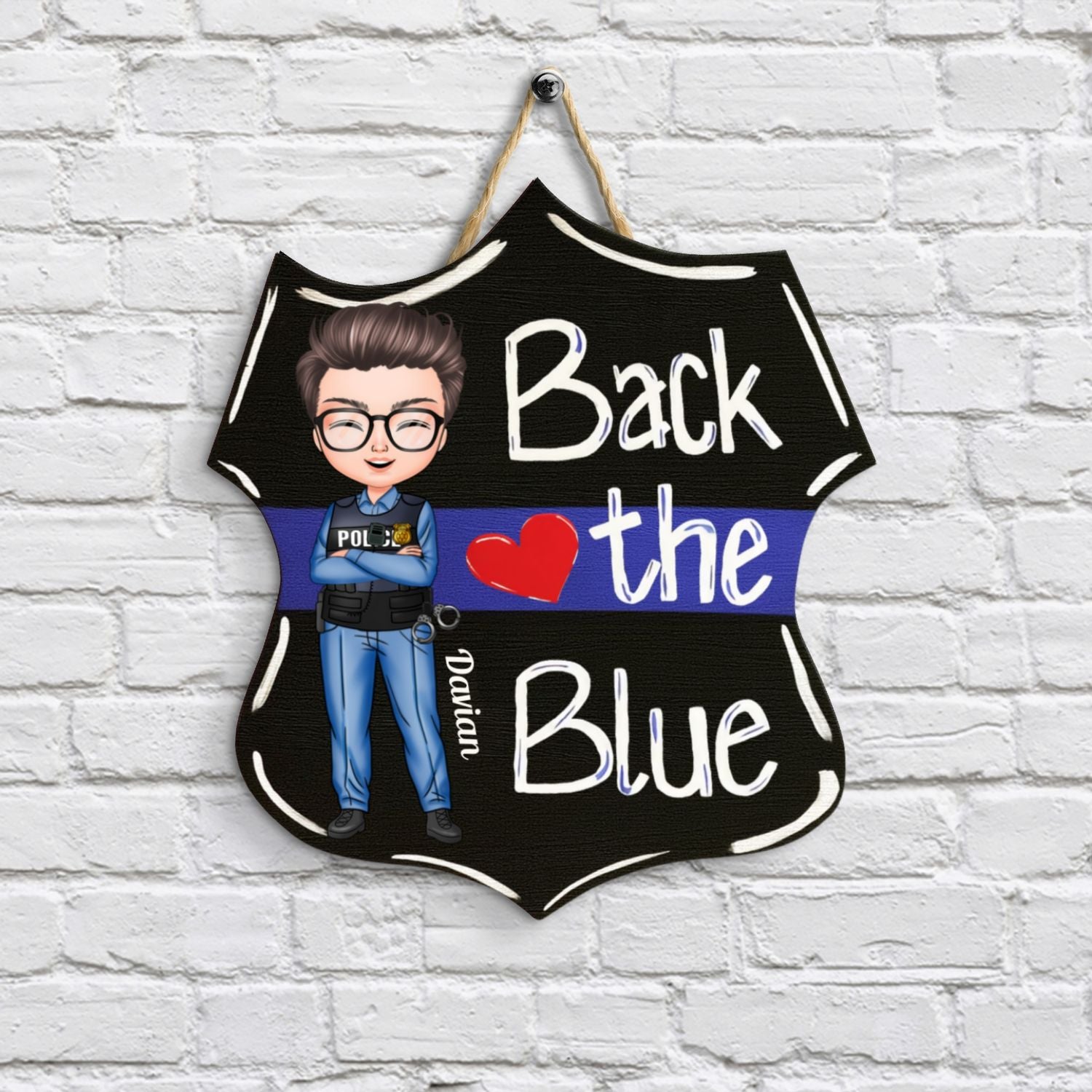 Personalized Door Sign - Gift For Police Officer - Back The Blue