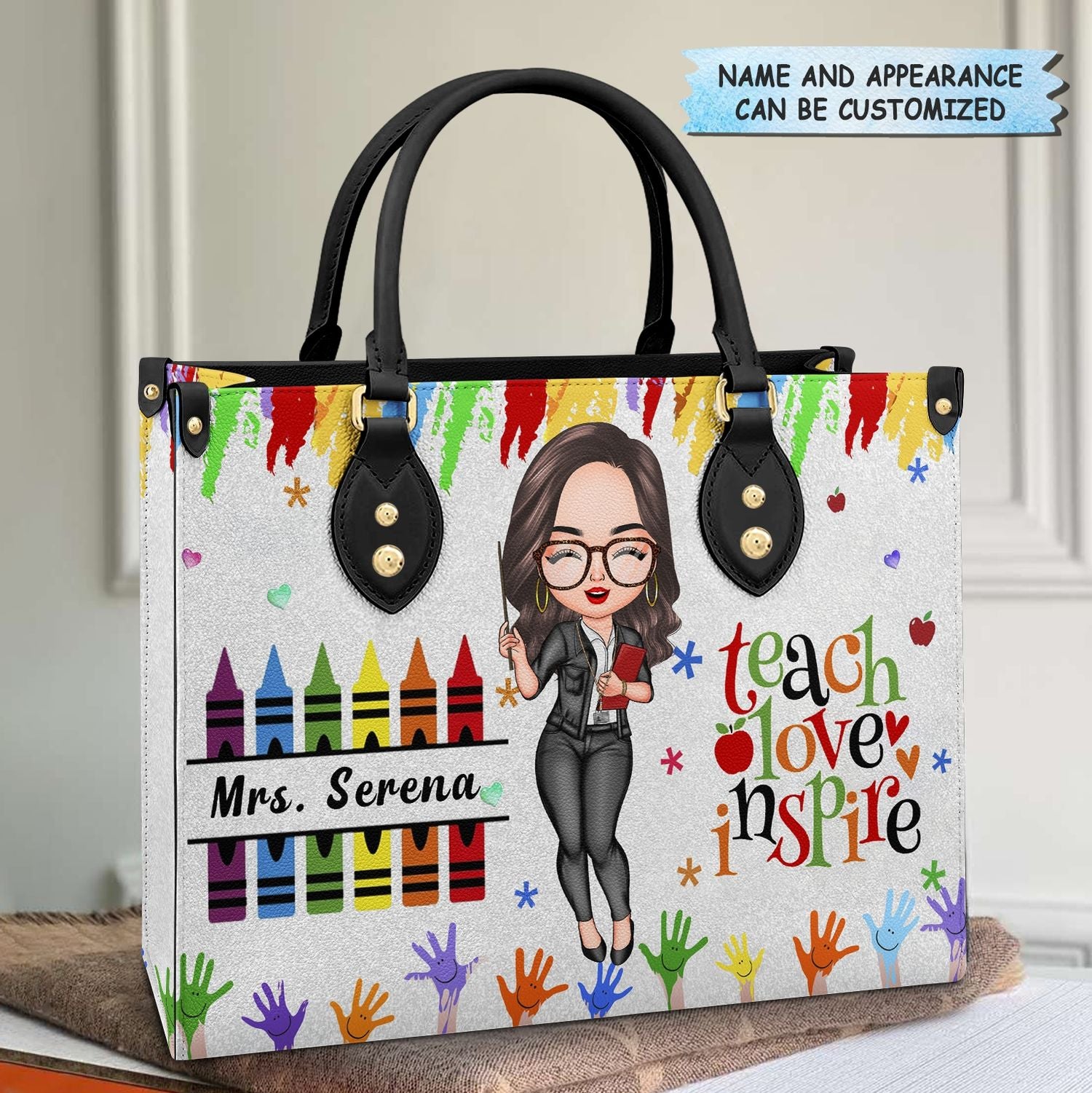Personalized Leather Bag - Gift For Teachers - Teach Love Inspire