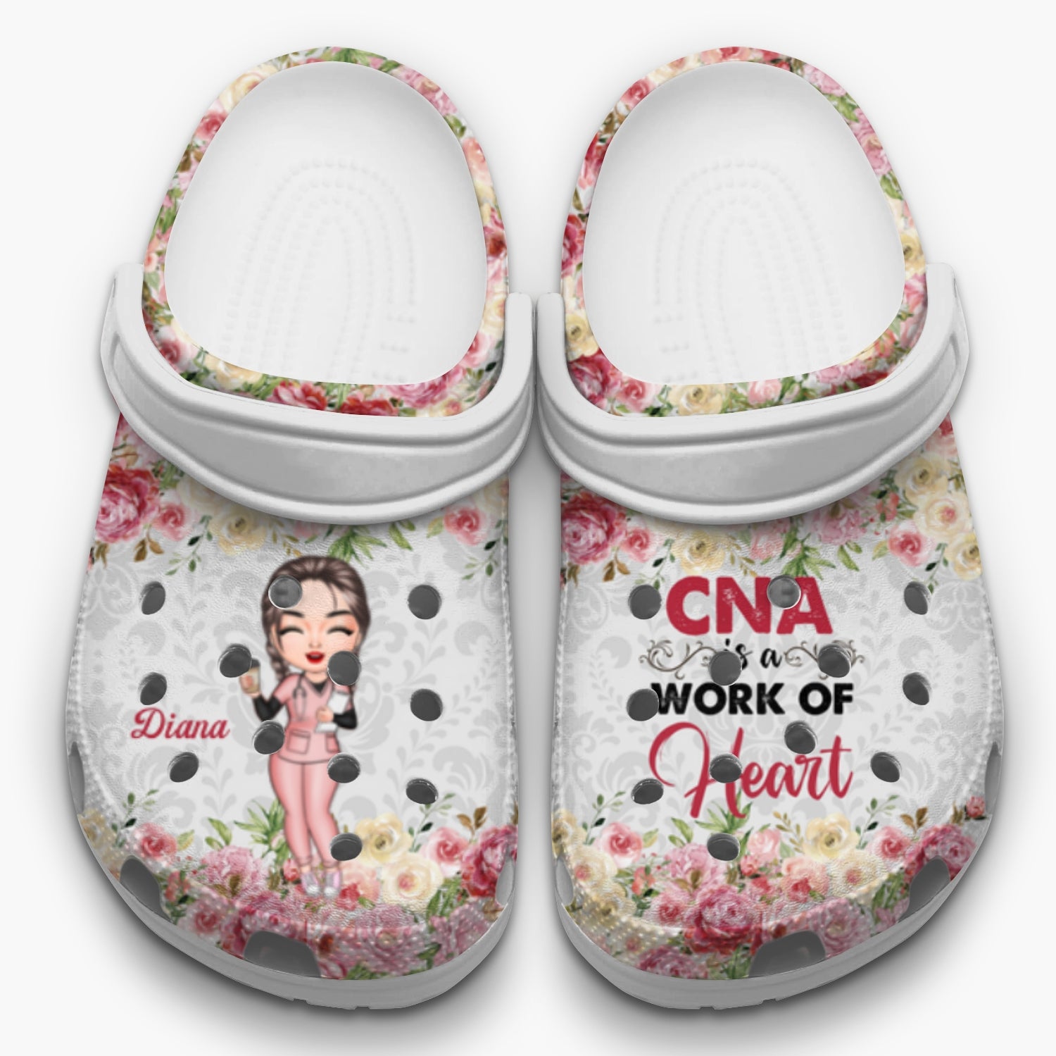 Personalized Clog - Gift For Nurse -  CNA Is A Work Of Heart