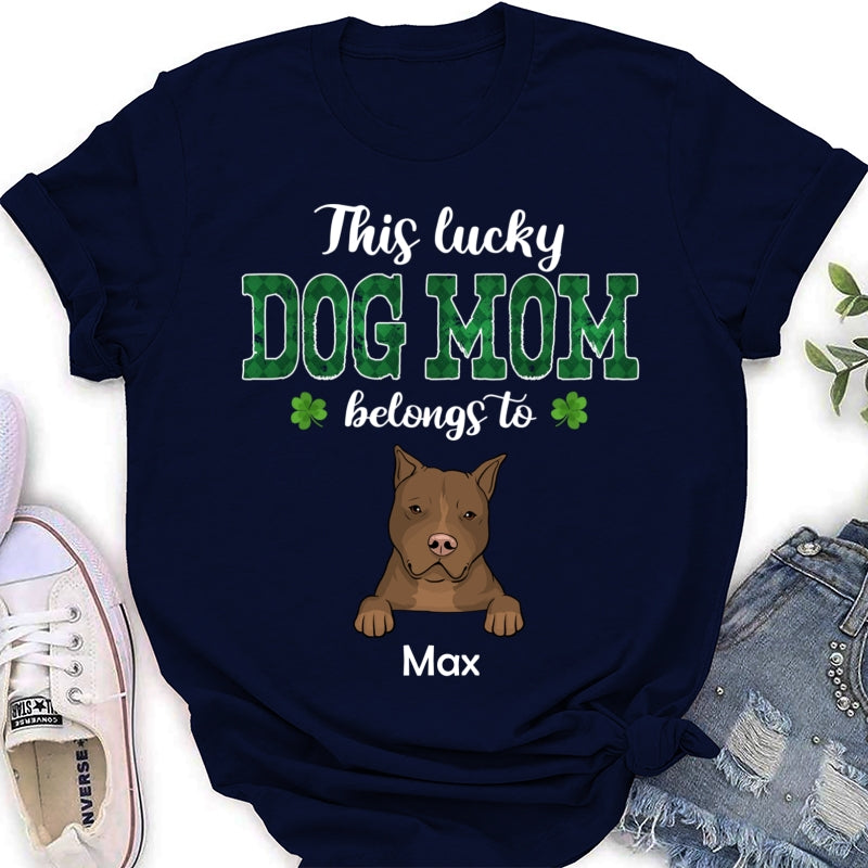 Personalized T-shirt - Gift For Dog Lovers-This Lucky Dog Mom Belongs To
