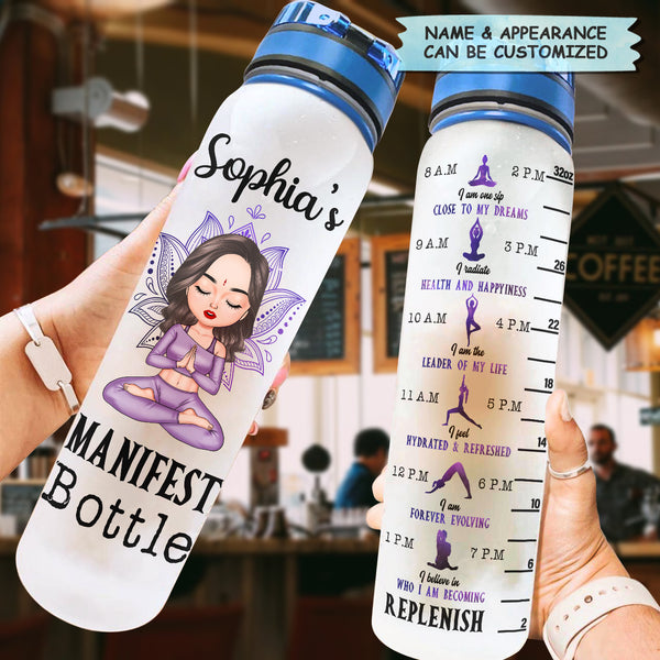 Drink Water And Manifest That Sh** - Personalized Water Tracker Bottle -  Birthday Gift For Her, Yoga Girls, Gym, Motivational Gift, Manifestation