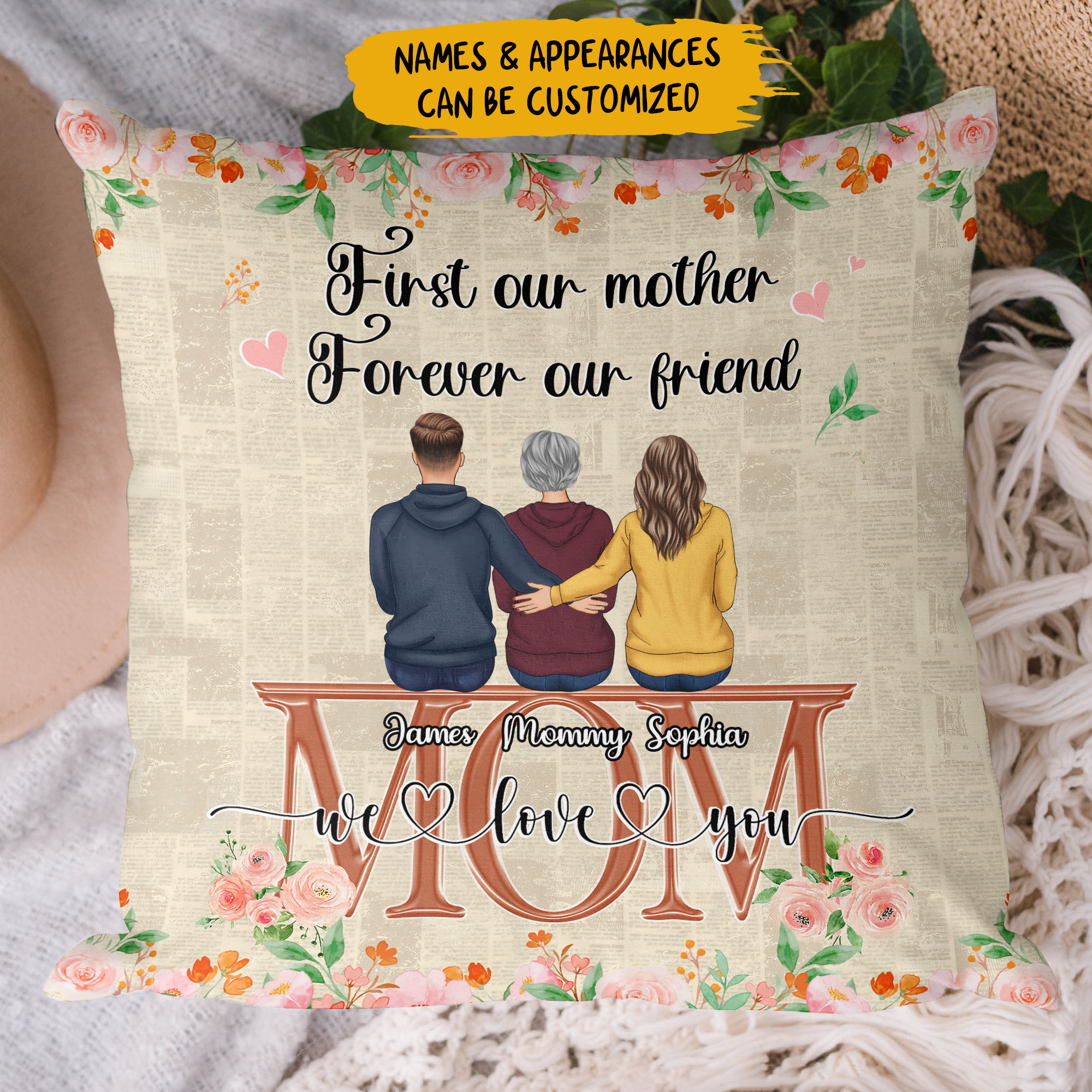 Personalized Pillow Case - Gift For Mom - Everything We Are Is Because Of You