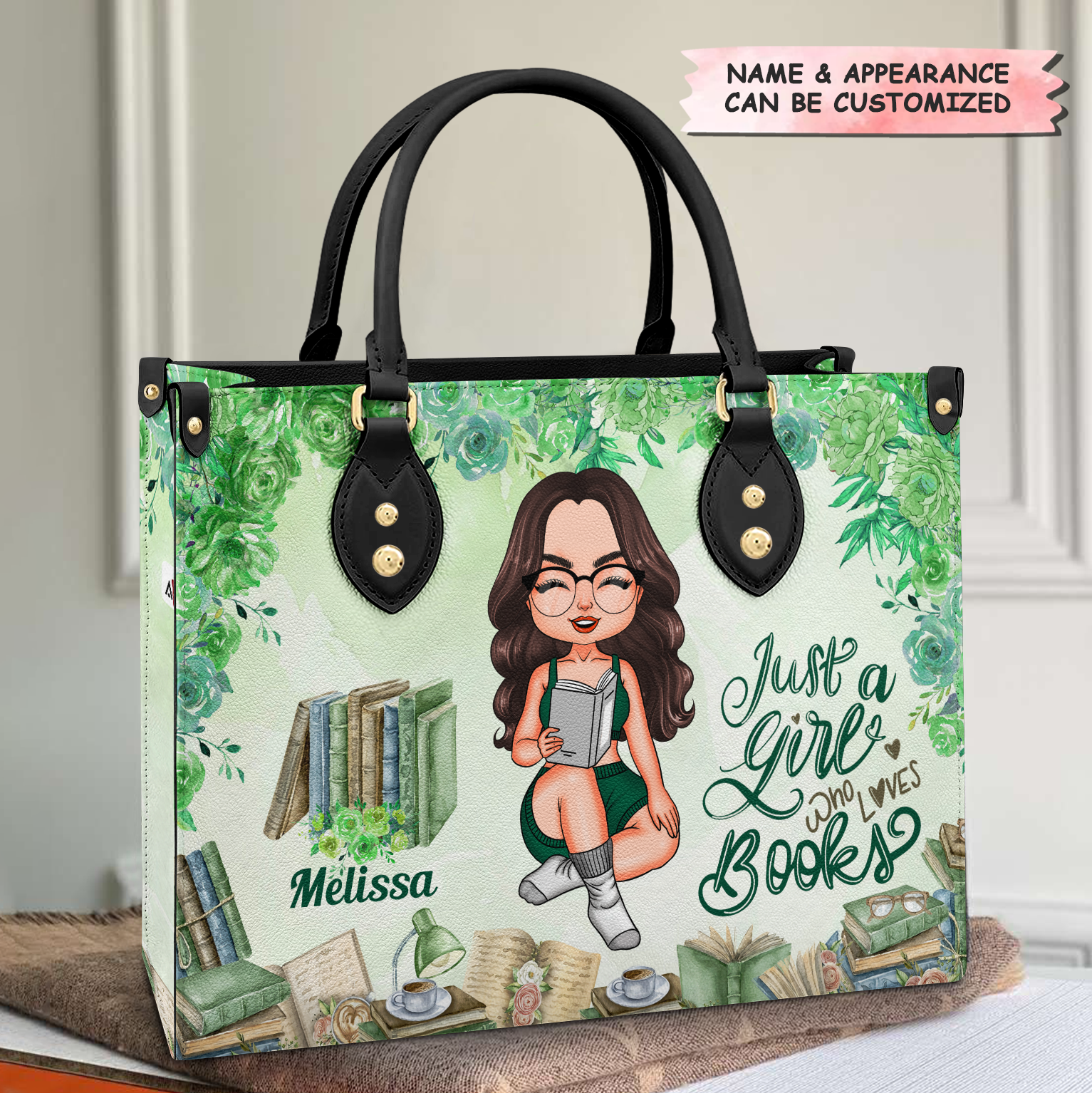 Personalized Leather Bag - Gift For Reading Lover - Just A Girl Who Loves Books