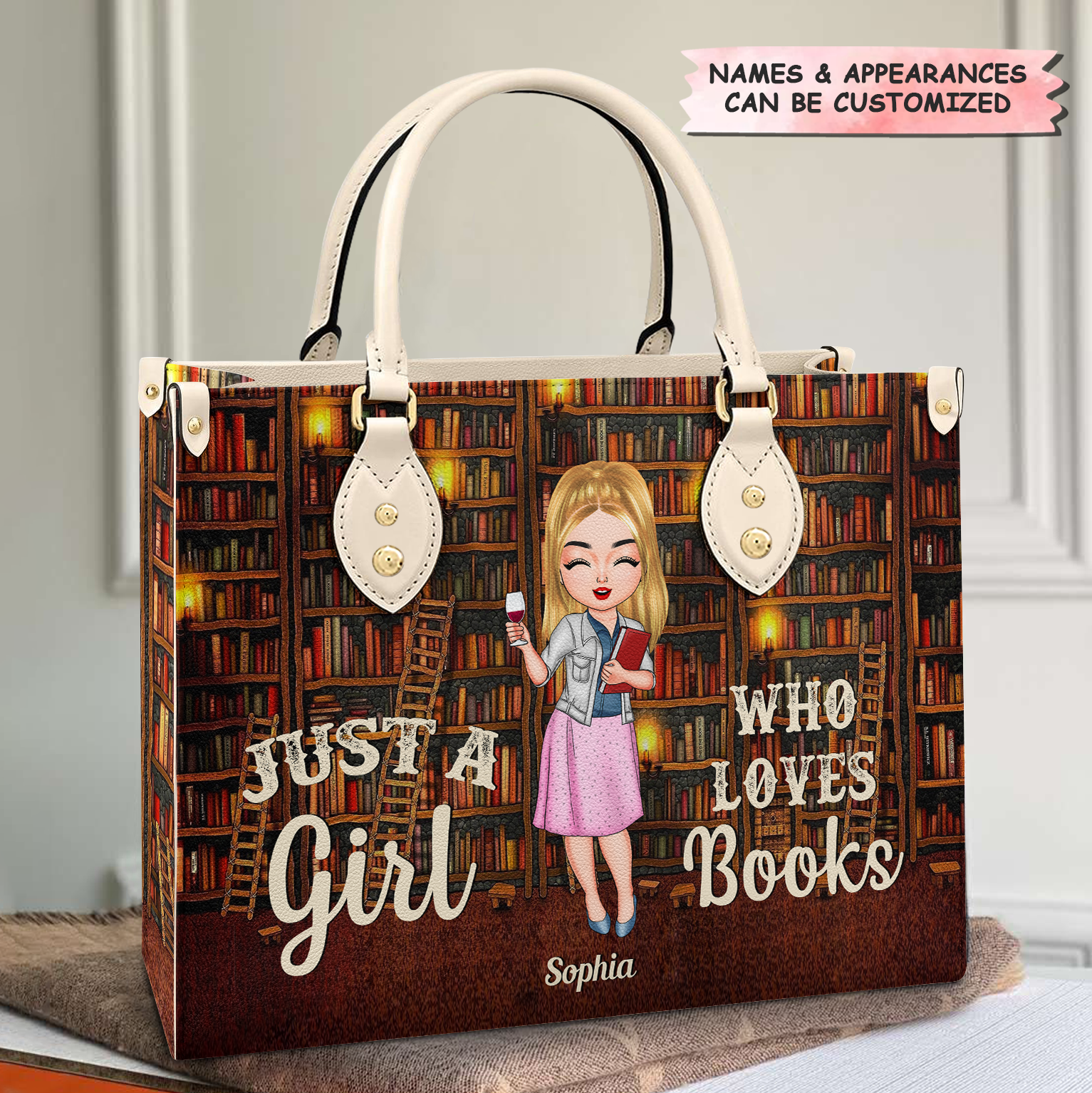 Personalized Leather Bag - Gift For Book Lovers - Just A Girl Who Loves Books