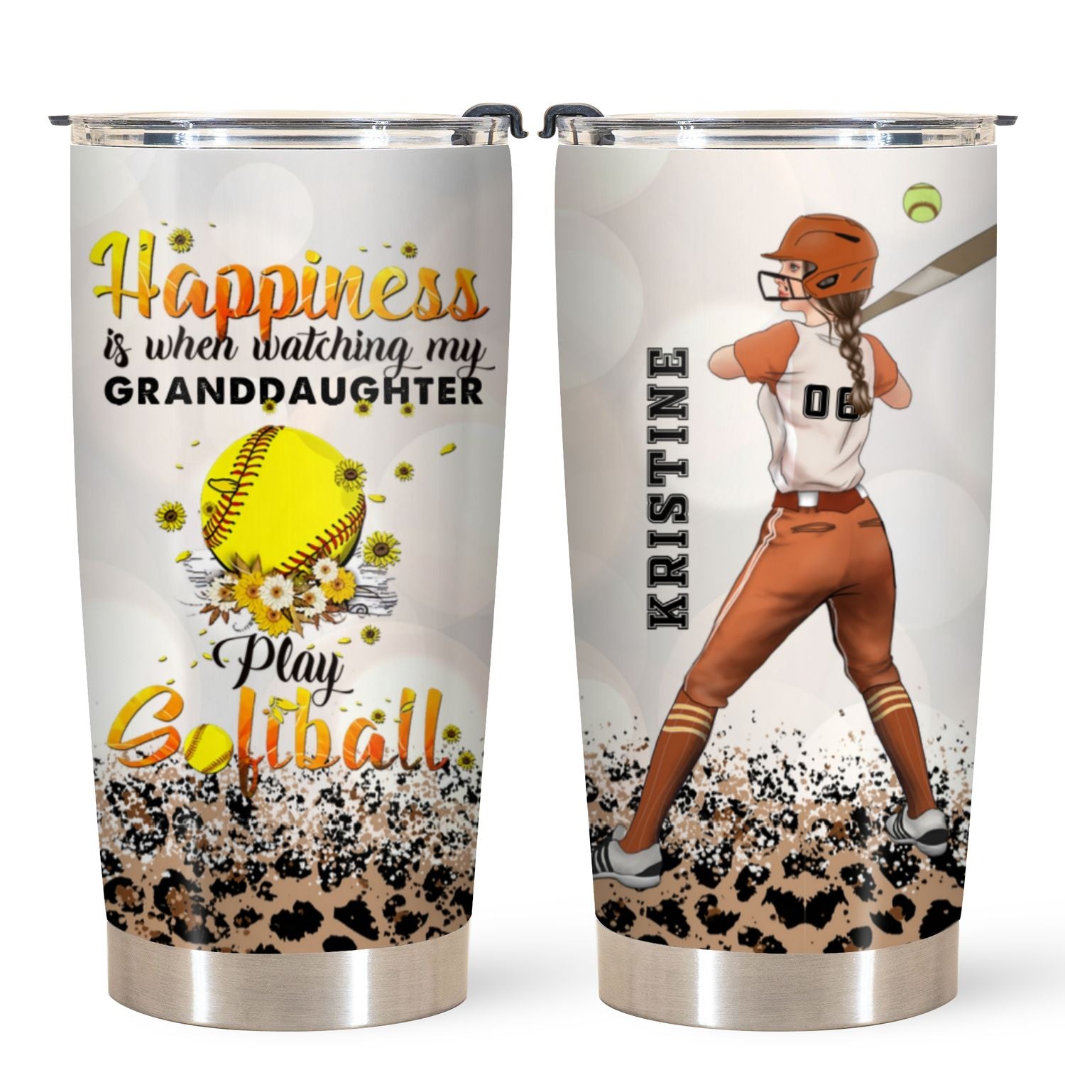 Personalized Tumbler - Gift For Softball Lovers - Happiness Is When Watching My Girl Play Softball