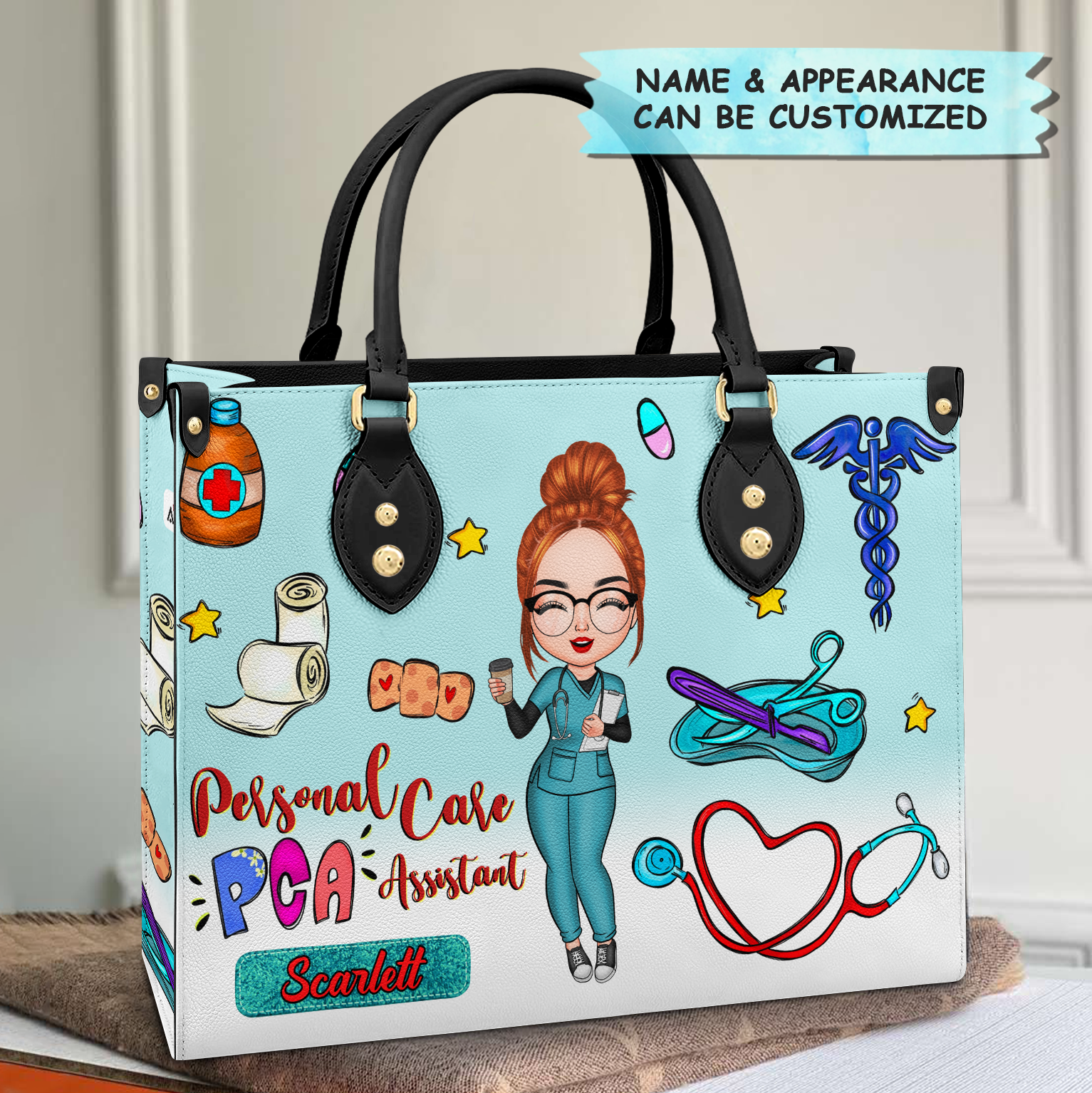 Personalized Leather Bag - Gift For Nurse - Being A PCA/APCA