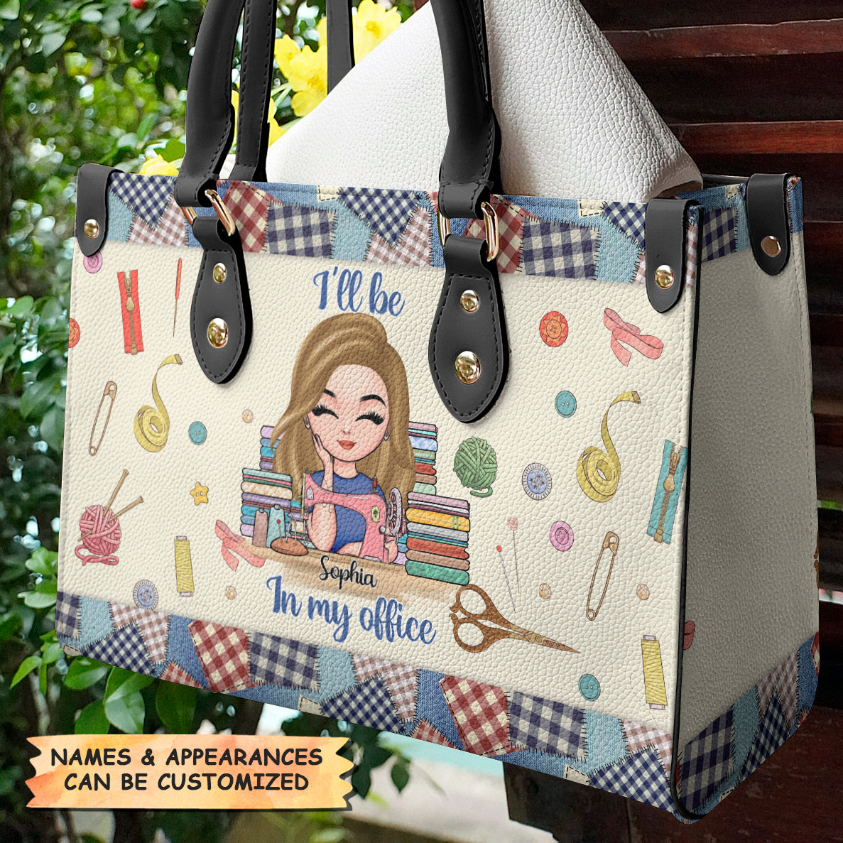 Personalized Leather Bag - Gift For Sewing Lovers - In My Office