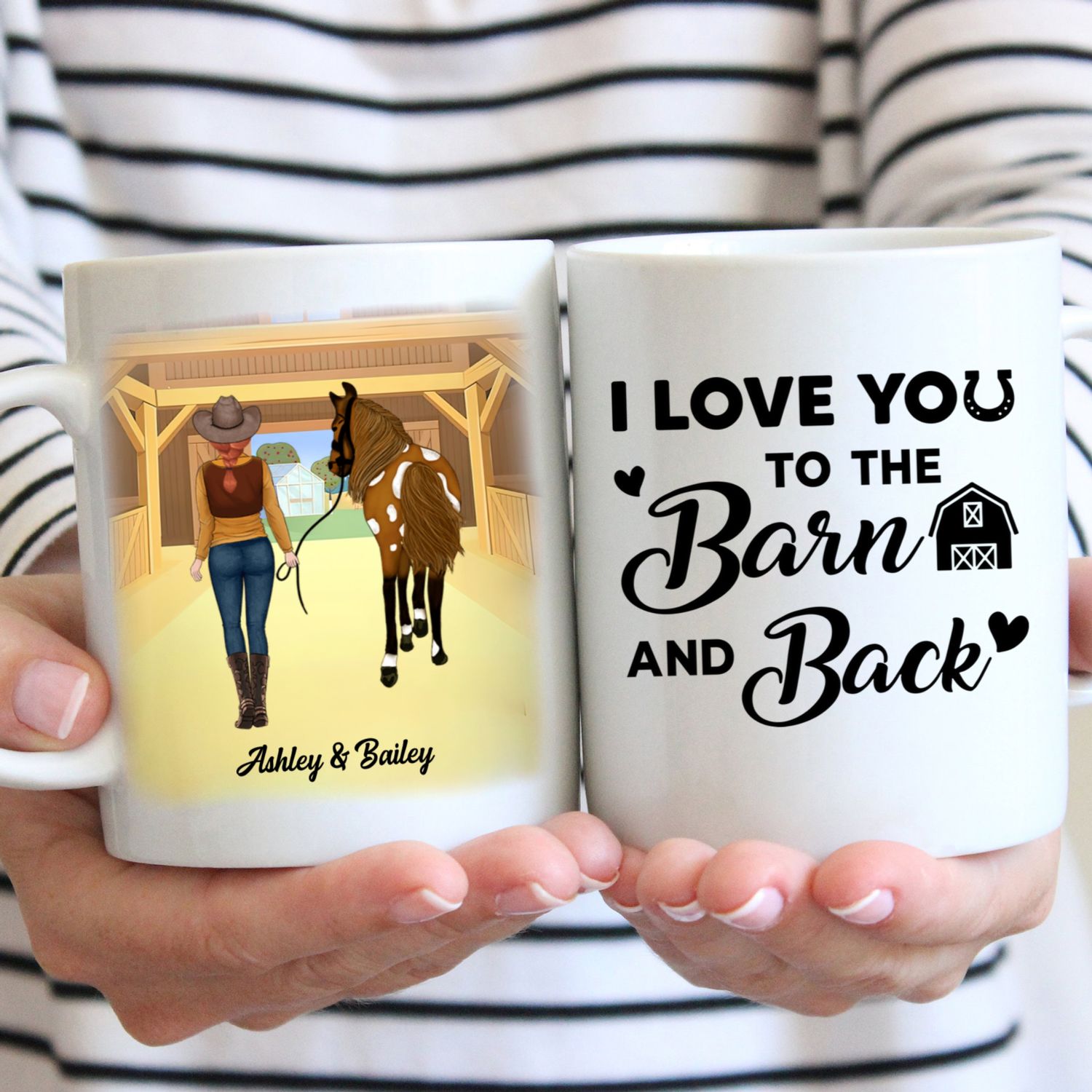 Personalized White Mug - Gift For Horse Lovers - To The Barn And Back