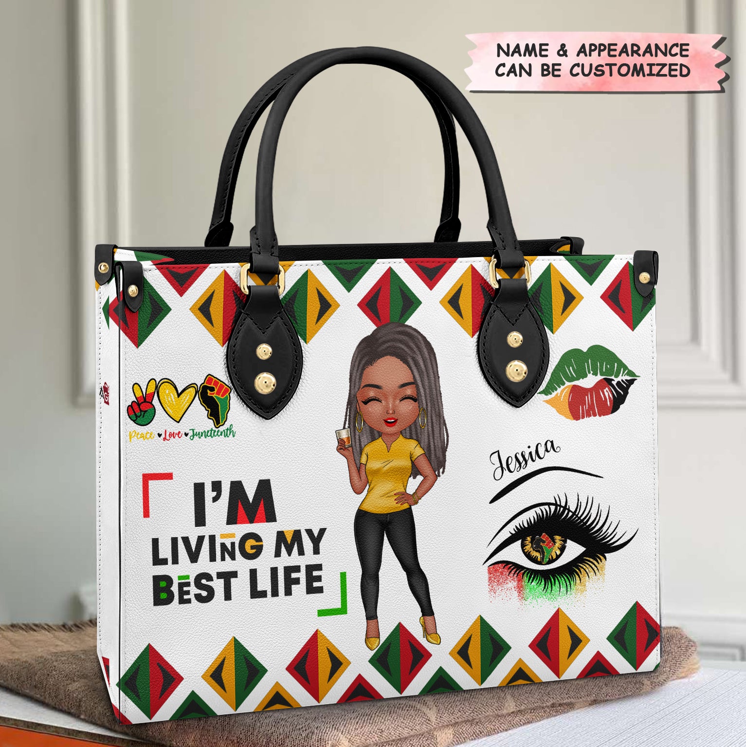Personalized Leather Bag - Gift For Black Women - Living My Best Life