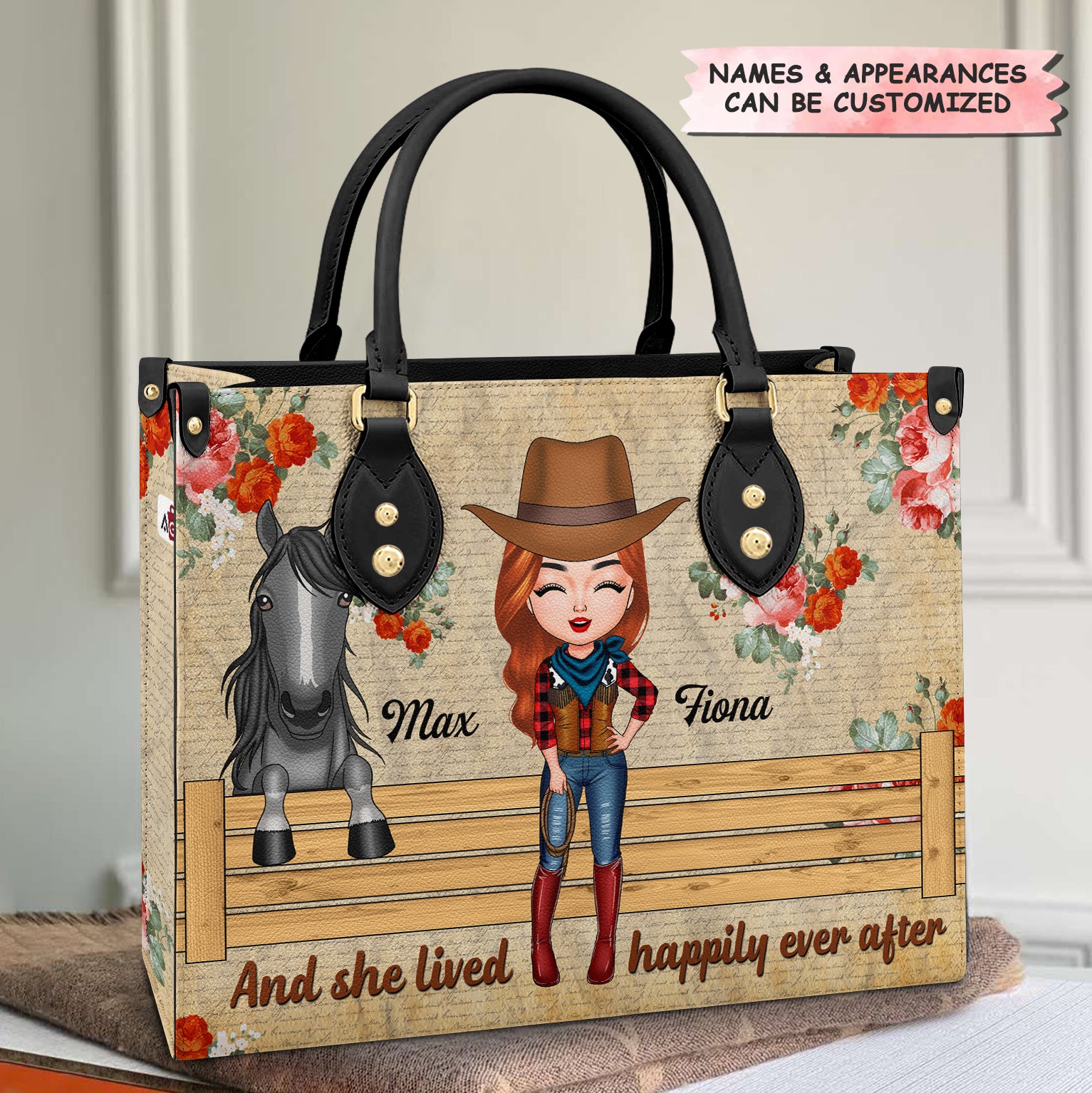 Personalized Leather Bag - Gift For Horse Lovers - And She Lived Happily Ever After