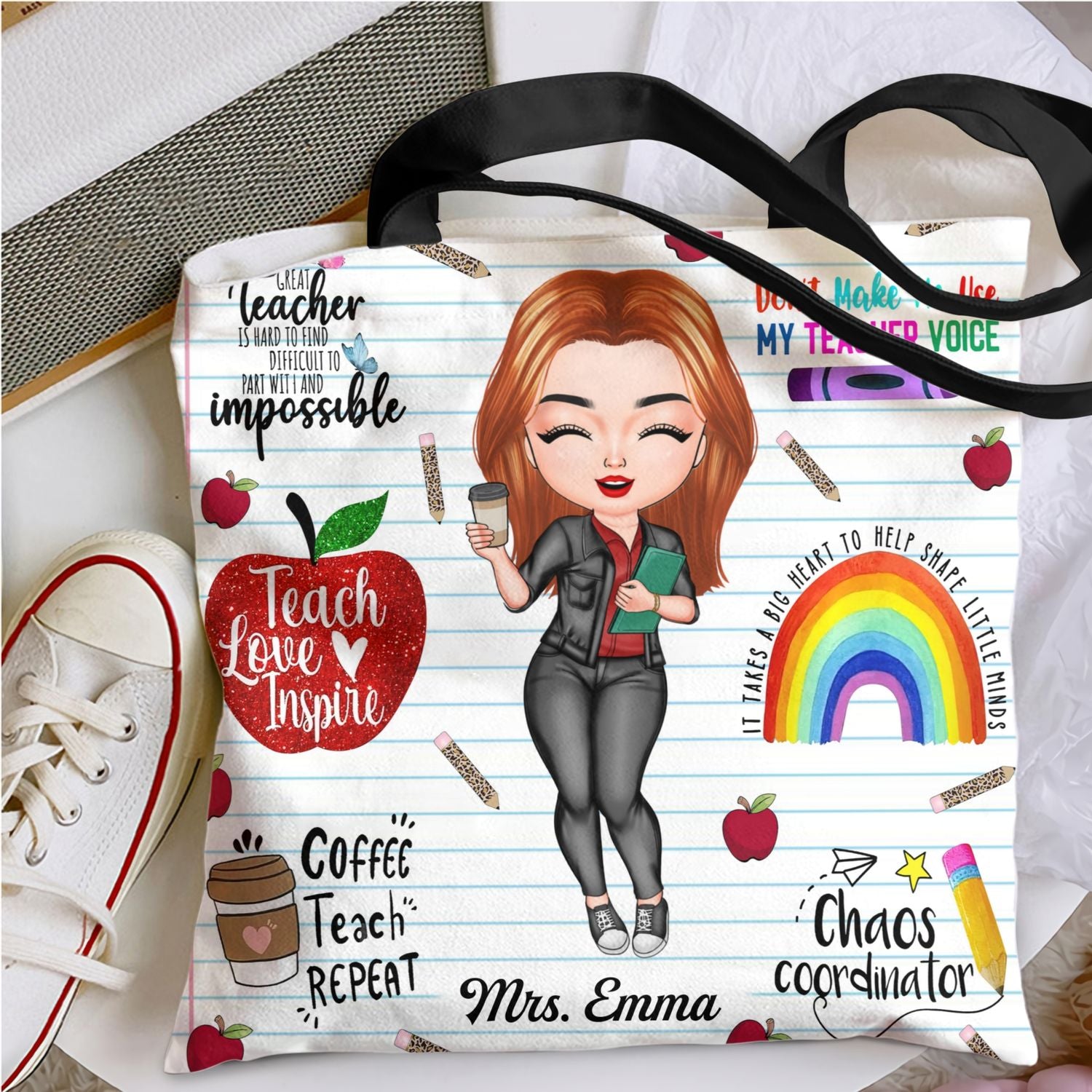 Personalized Tote Bag - Gift For Teachers - Teach Love Inspire Teacher