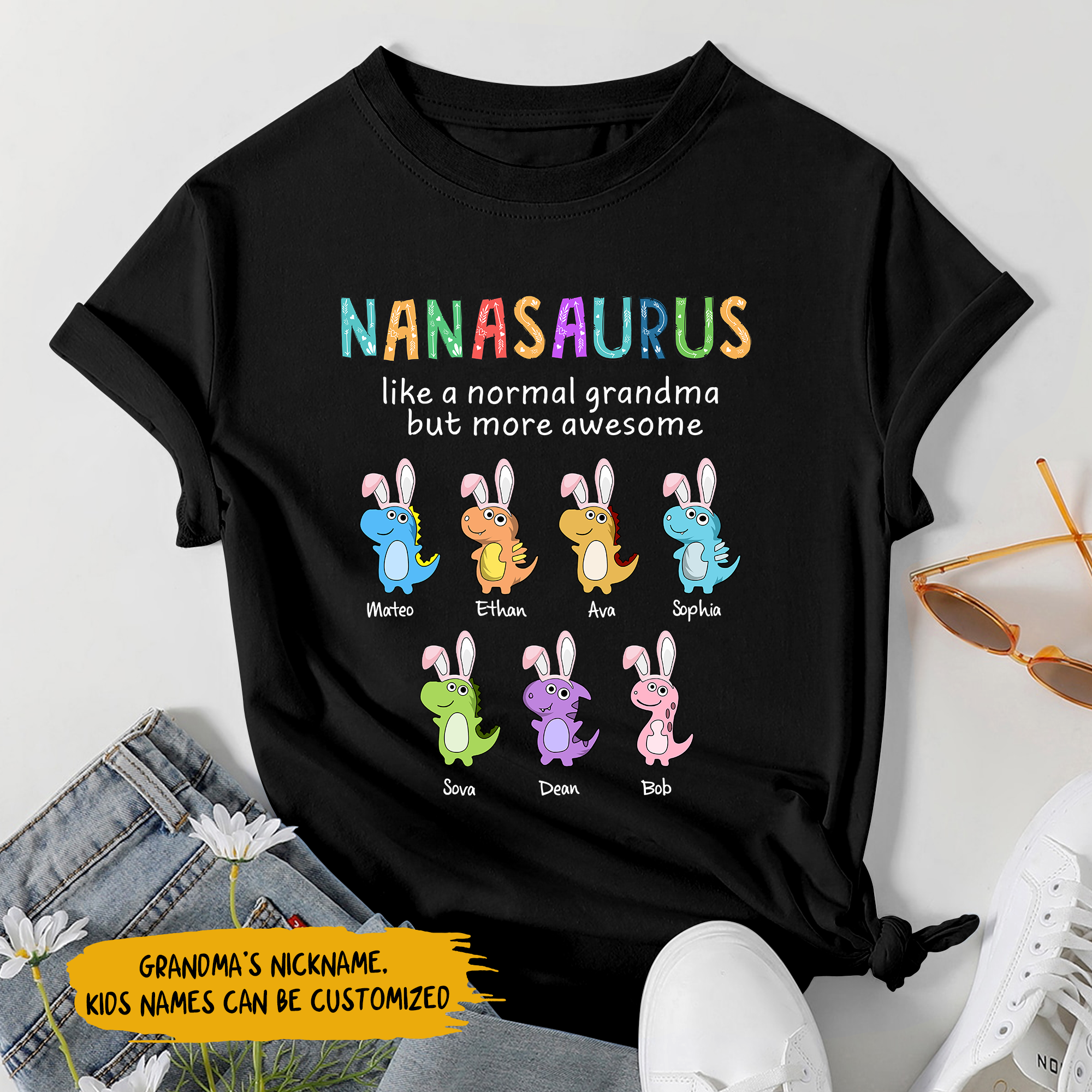Personalized T-shirt - Gift For Grandma - Nanasaurus Like A Normal Grandma But More Awesome