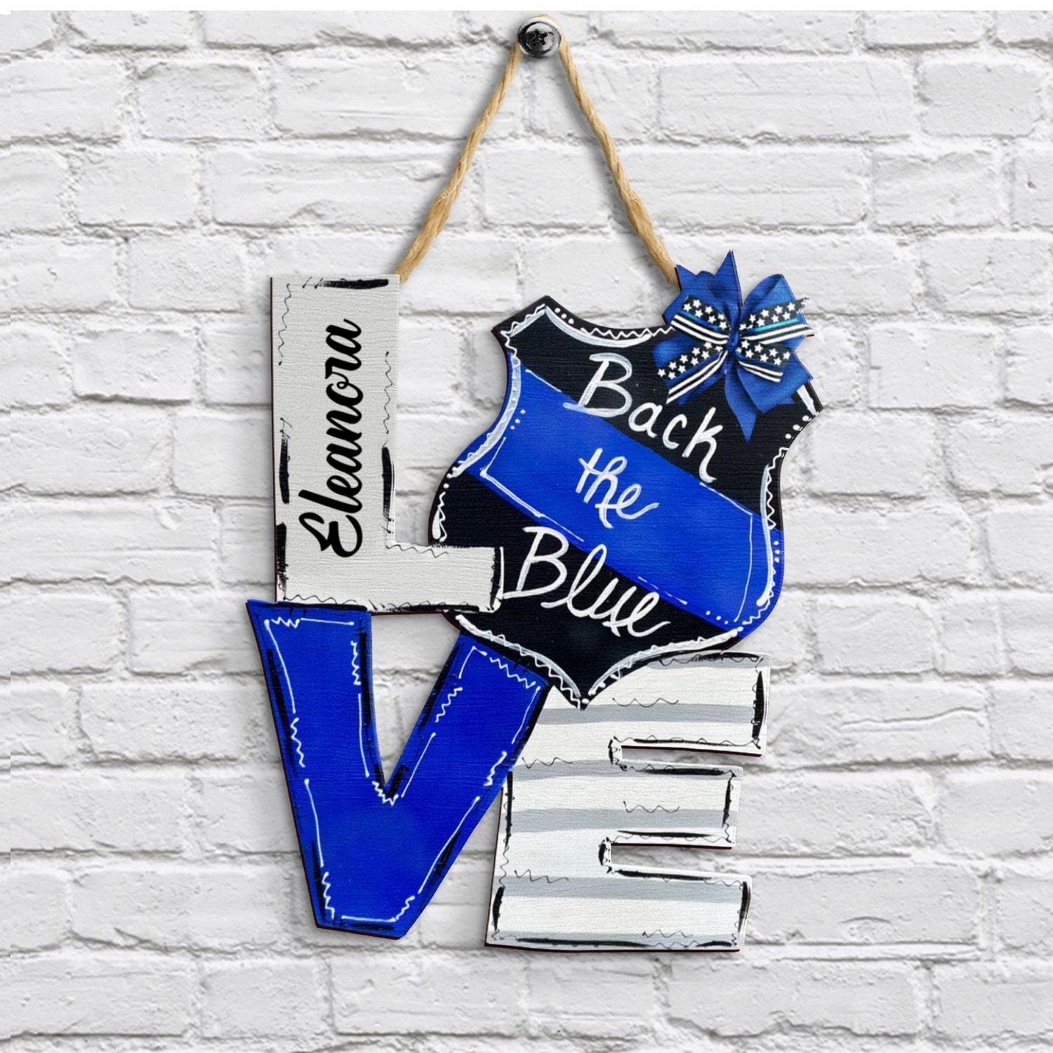 Personalized Door Sign - Gift For Police - Back The Blue