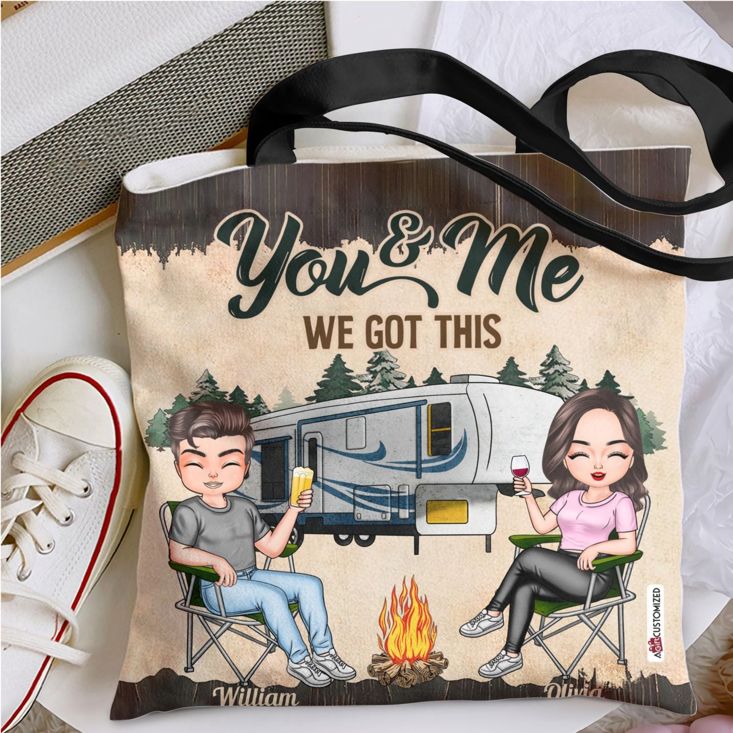 Personalized Tote Bag - Gift For Camping Lovers - You And Me We Got This