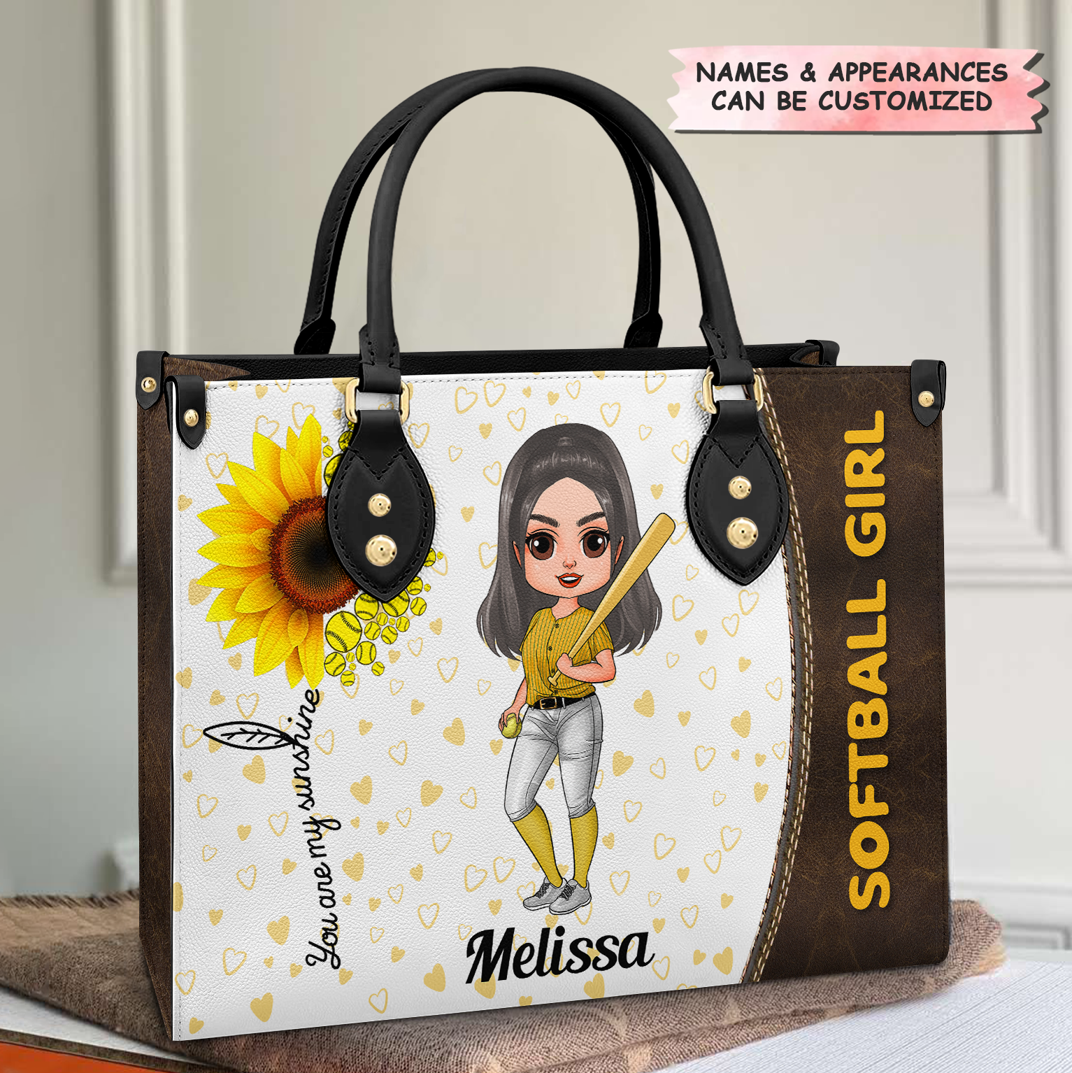 Personalized Leather Bag - Gift For Softball Lover - Softball Girl
