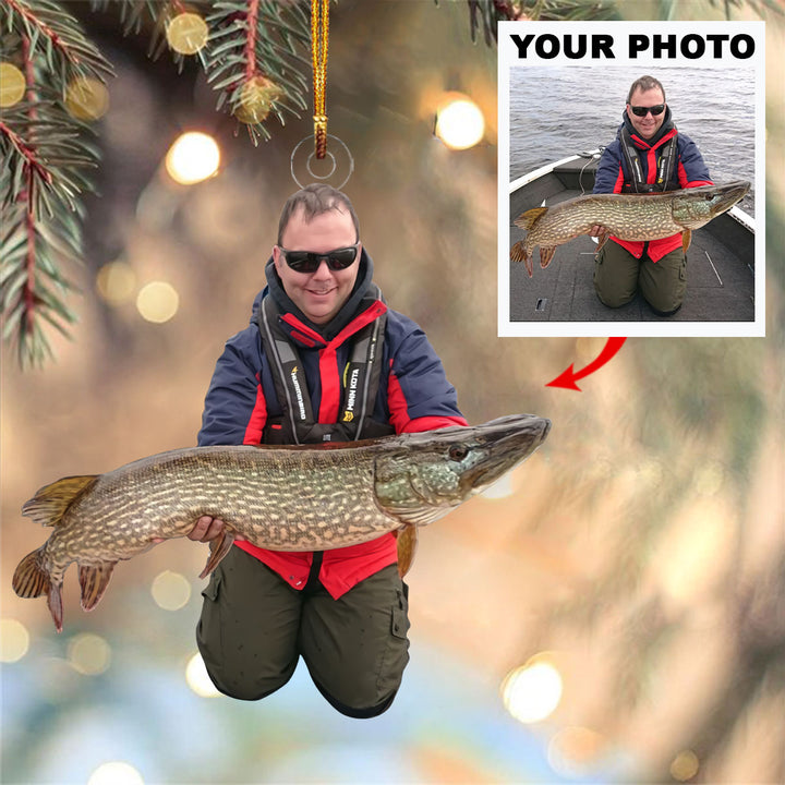 Personalized Photo Mica Ornament - Customize Fishing Lover Photo ARND018