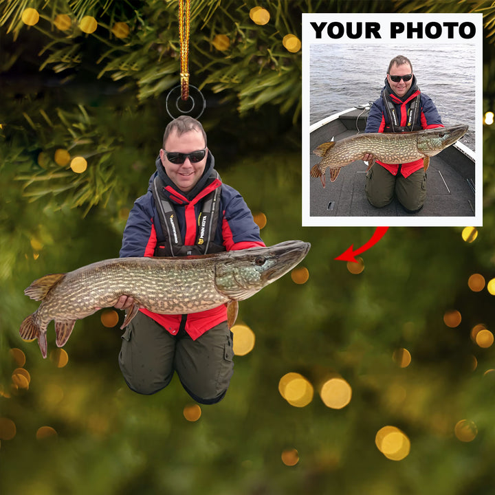 Personalized Photo Mica Ornament - Customize Fishing Lover Photo ARND018