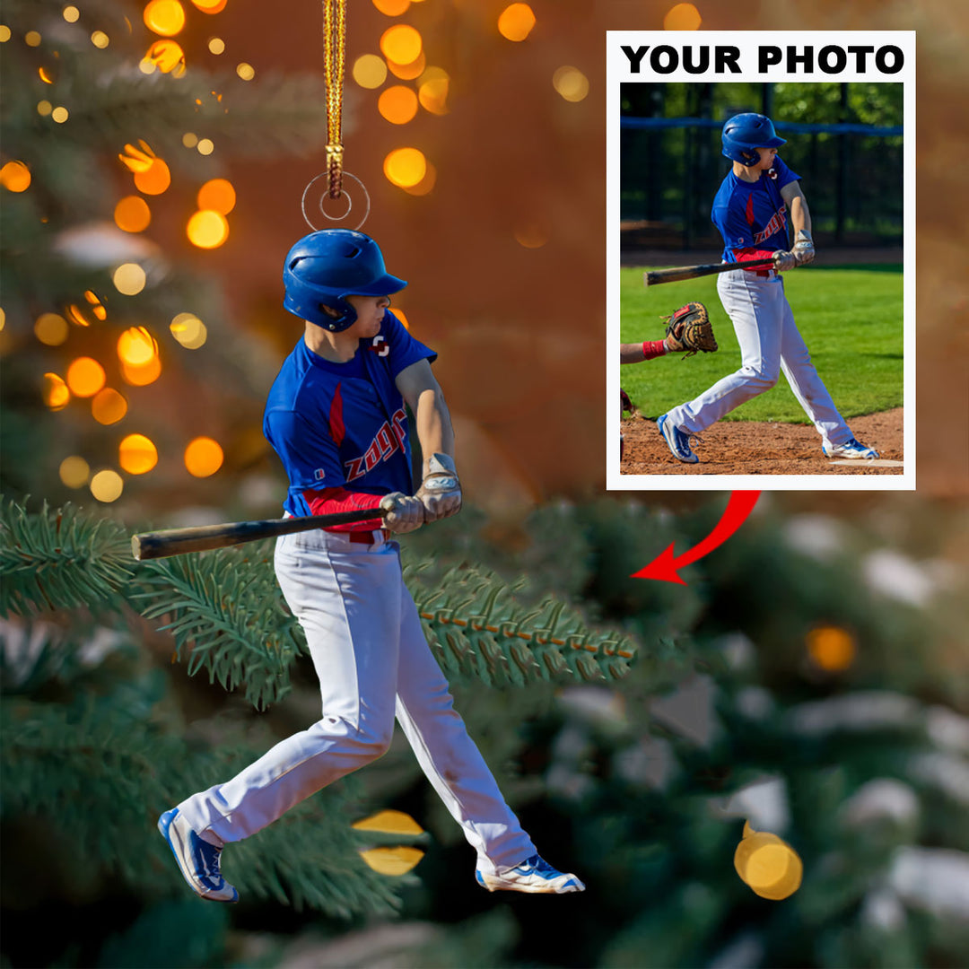 Personalized Photo Mica Ornament - Customize Baseball Lover Photo ARND018