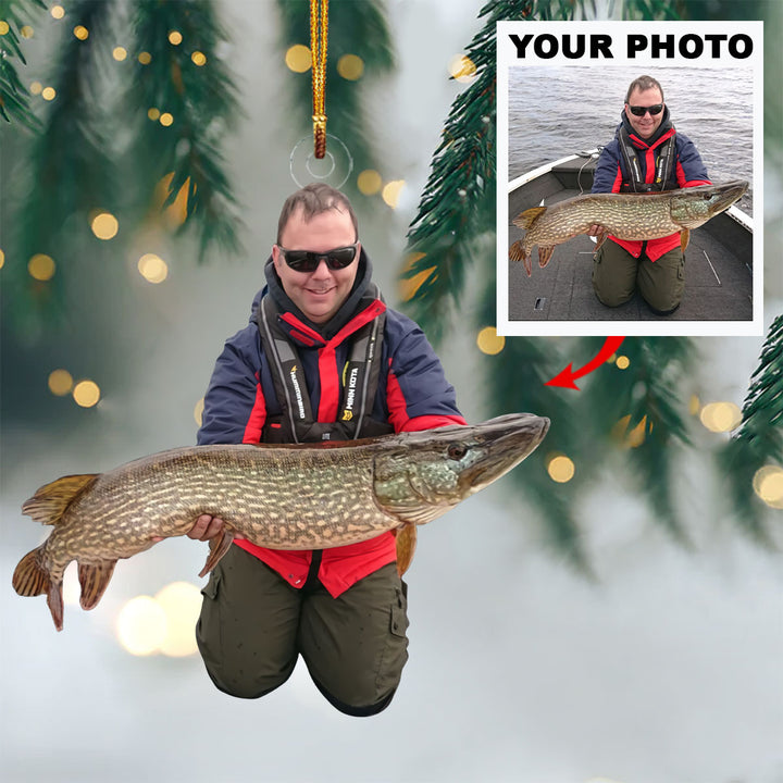 Personalized Photo Mica Ornament - Customize Fishing Lover Photo ARND018