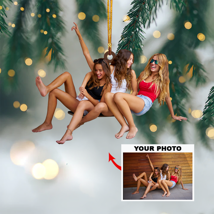Personalized Photo Mica Ornament - Customize Besties Photo ARND018