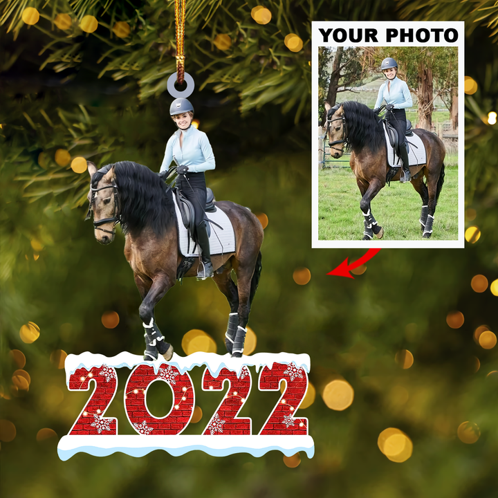 Personalized Photo Mica Ornament - Gift For Horse Lover - Riding Horse 2022 ARND018 UPL0KH011