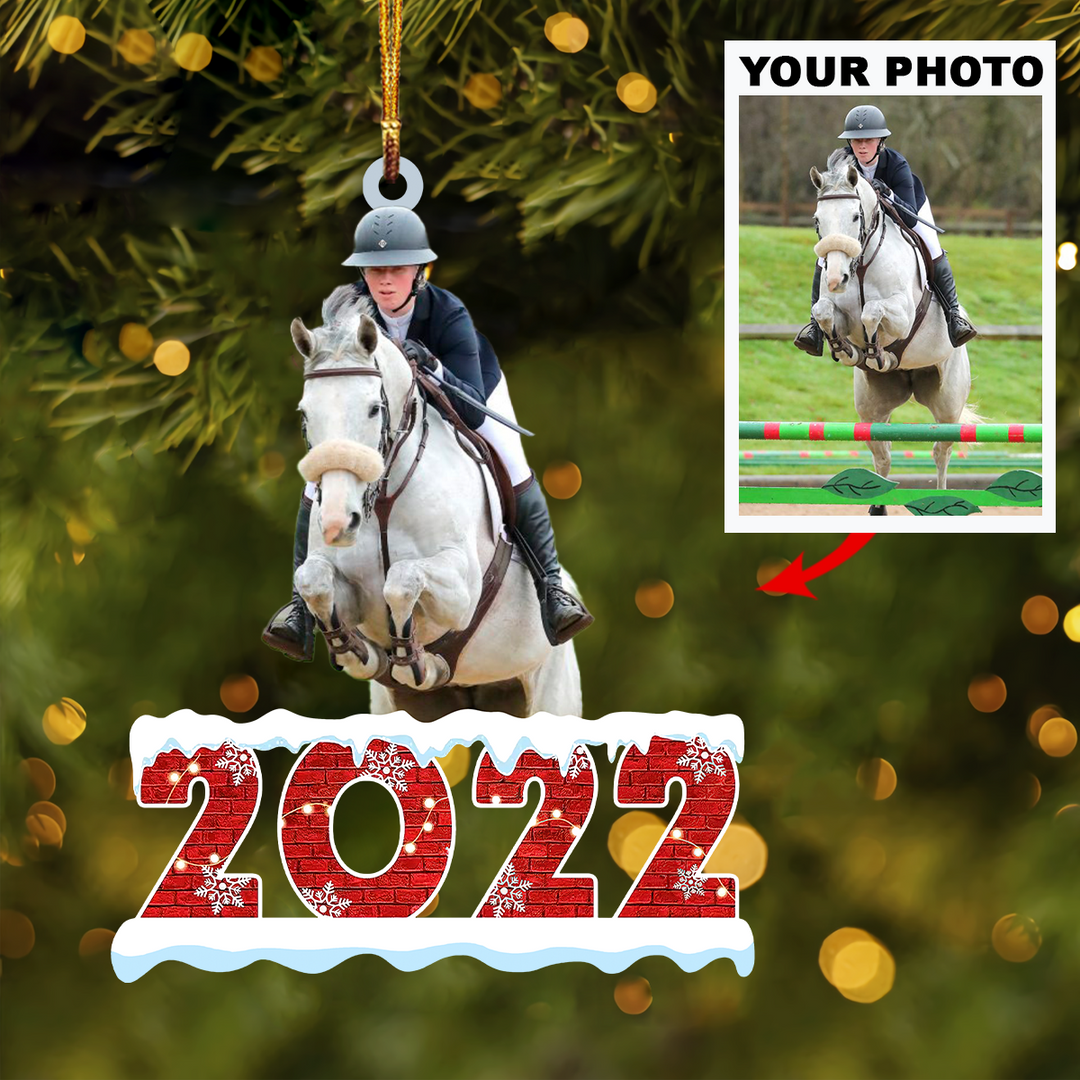 Personalized Photo Mica Ornament - Gift For Horse Lover - Riding Horse 2022 ARND018 UPL0KH011