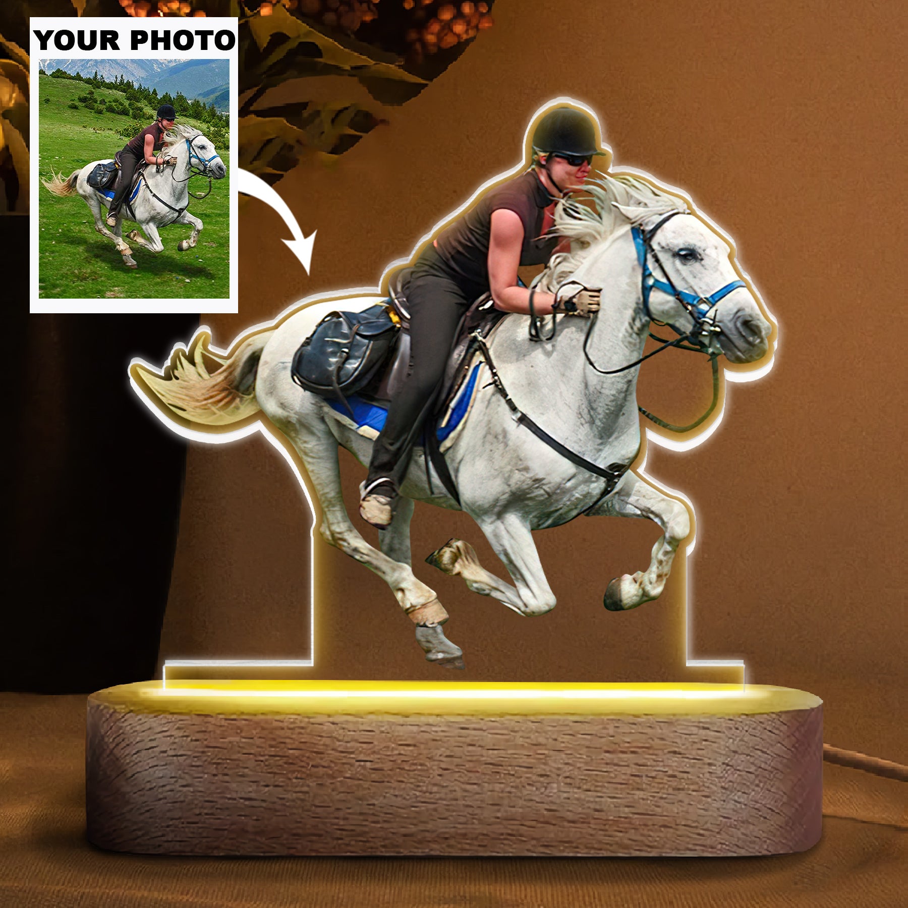 Personalized Acrylic LED Night Light Horse Lover ARND018 UPL0KH014