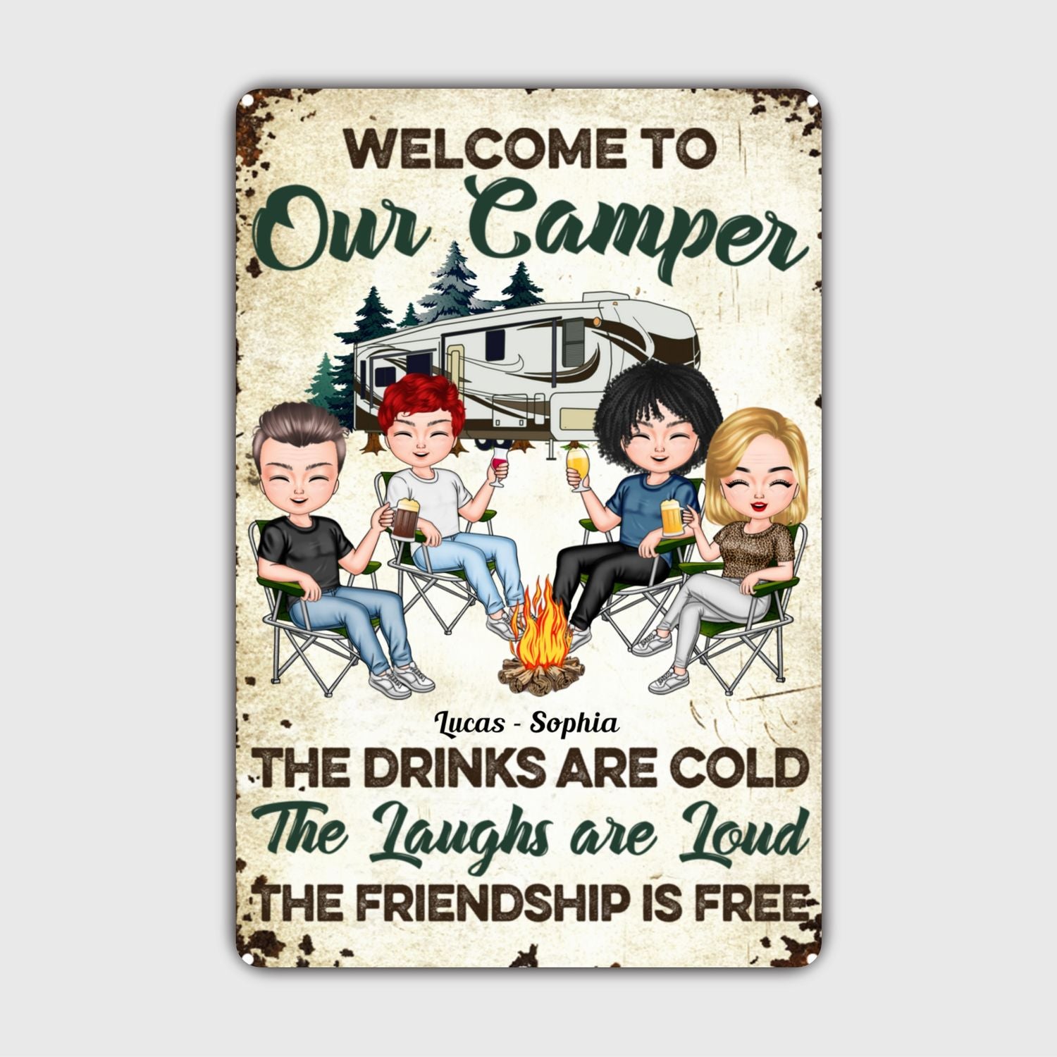 Custom Metal Sign - Gift For Camping Lovers - Welcome To Our Camper