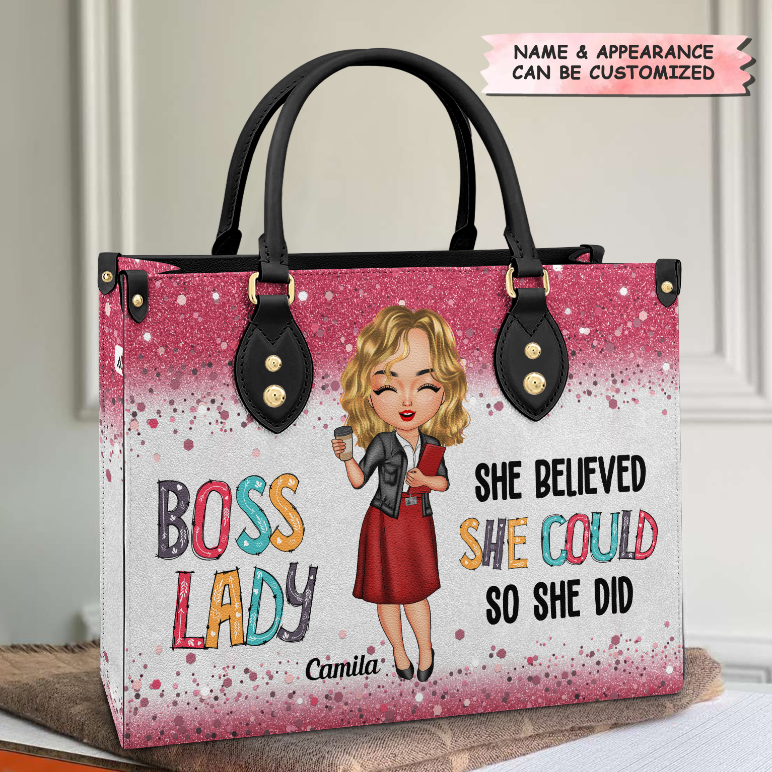 Personalized Leather Bag - Gift For Colleague - Boss Lady