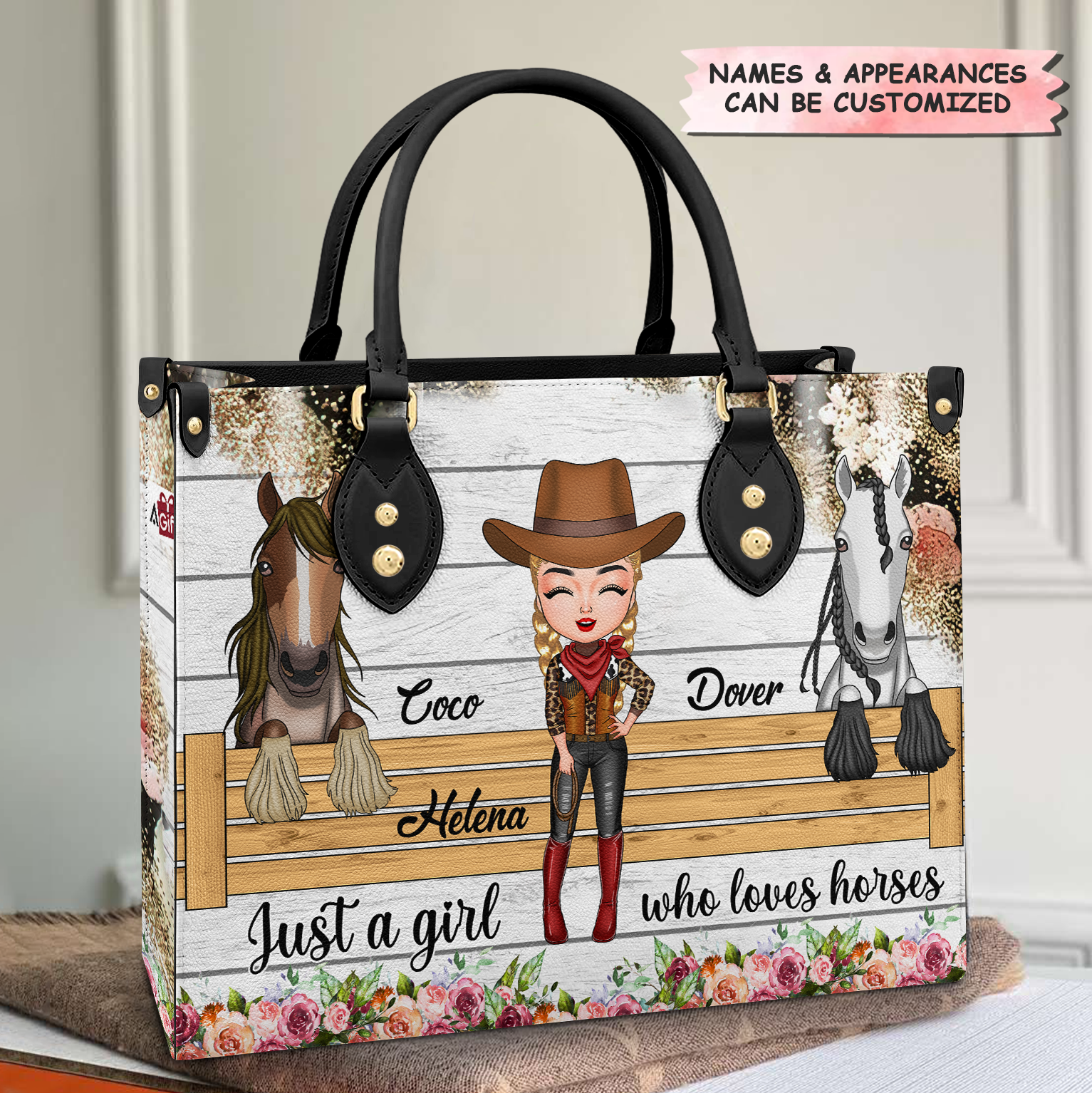 Personalized Leather Bag - Gift For Horse Lovers - Just A Girl Who Loves Horse