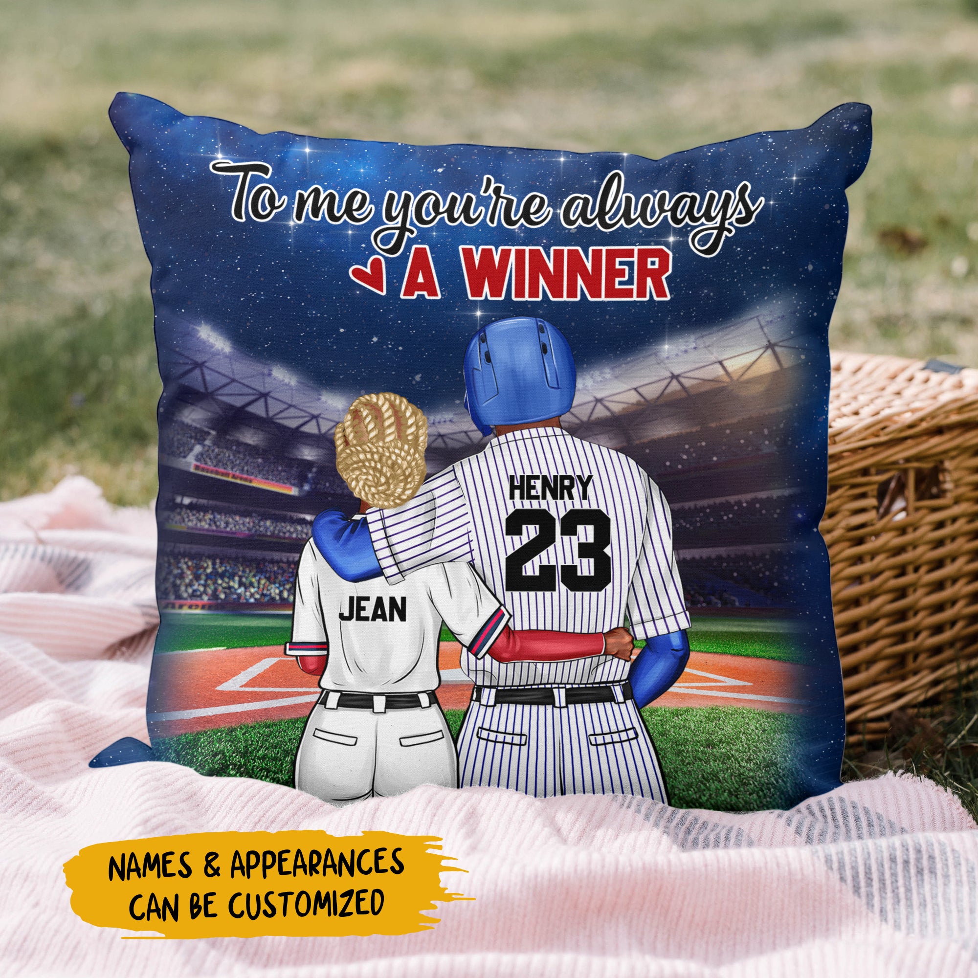 Personalized Pillow Case - Gift For Baseball Couples - To Me You're Always A Winner
