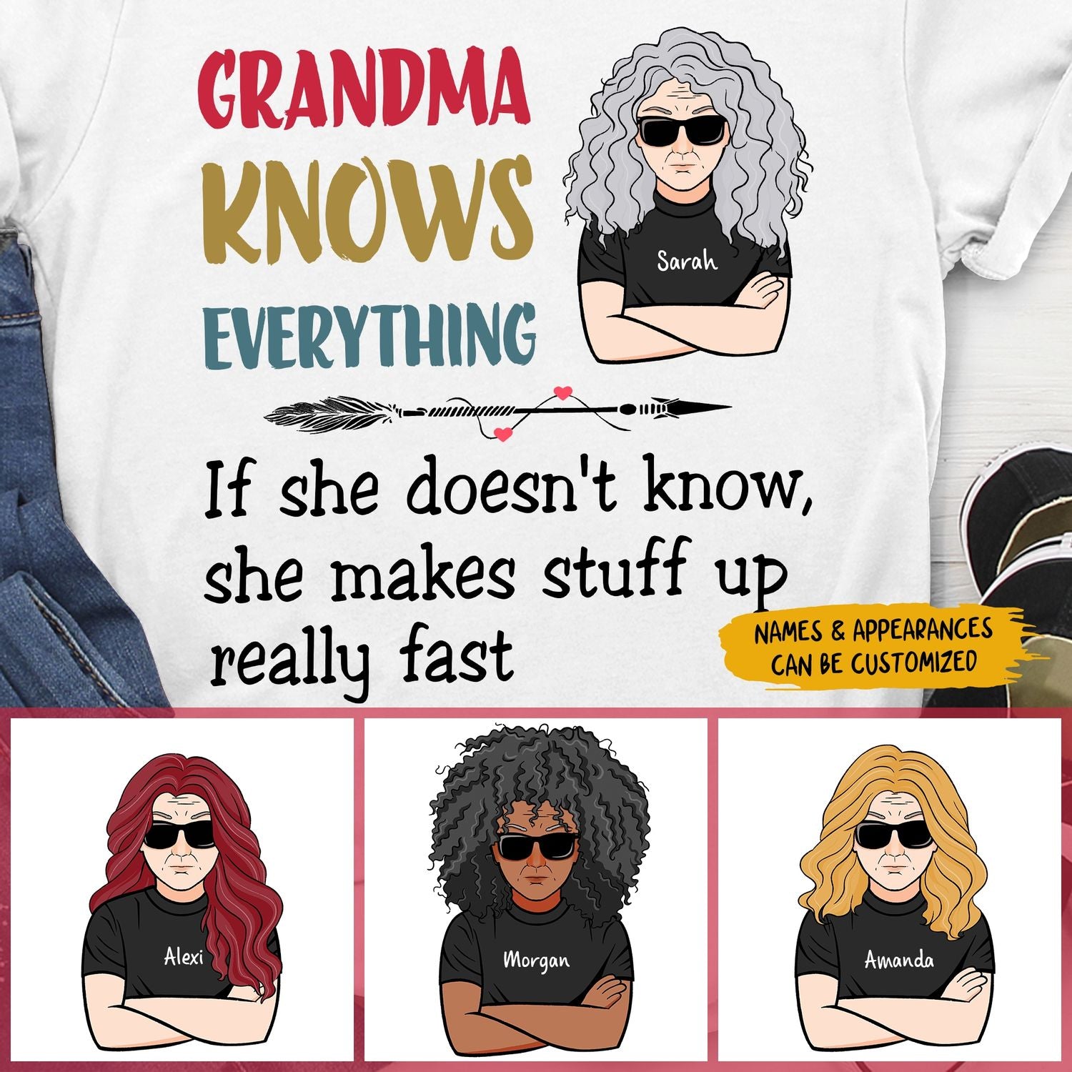 Personalized T-shirt - Gift For Grandma & Mother - Grandma Knows Everything