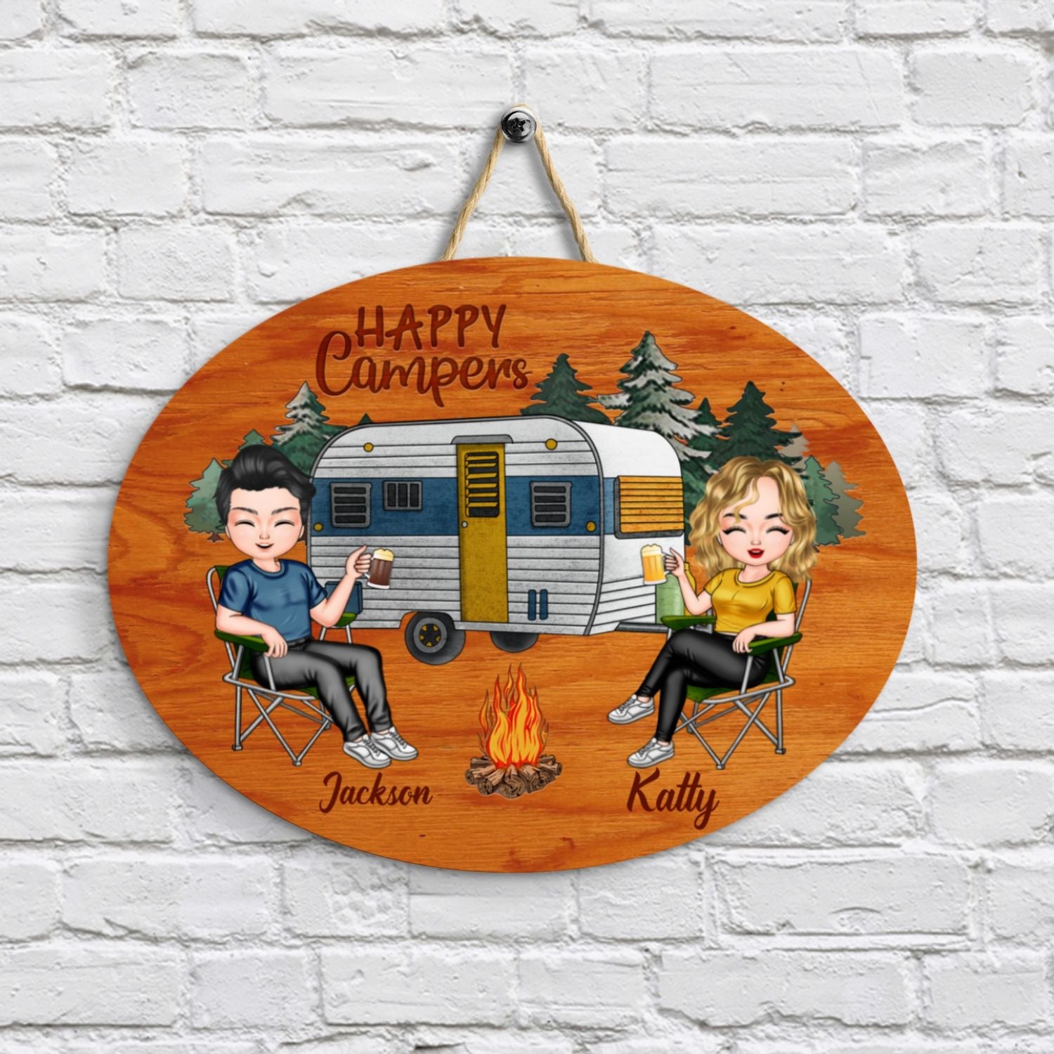 Personalized Door Sign - Gift For Camping Lover - Happy Campers