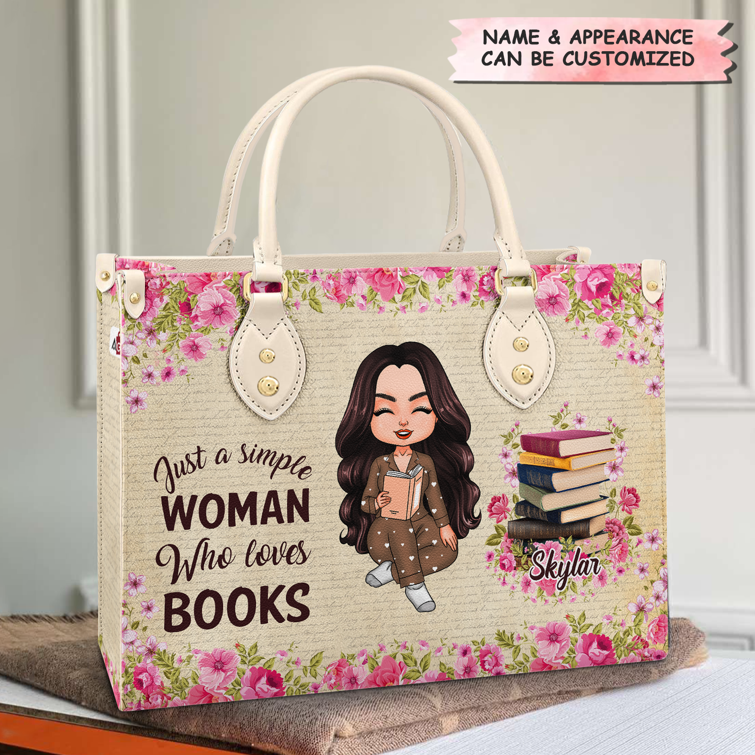 Personalized Leather Bag - Gift For Reading Lover - Just A Woman Who Loves Reading