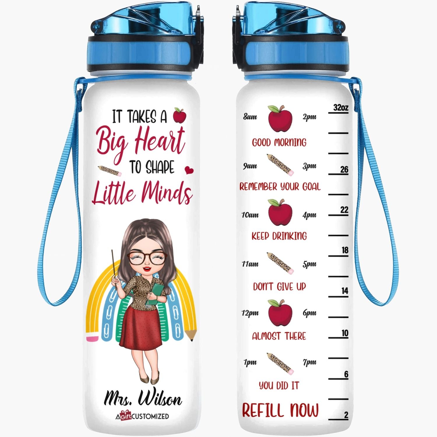 Personalized Water Tracker Bottle - Gift For Teacher - Being A Teacher