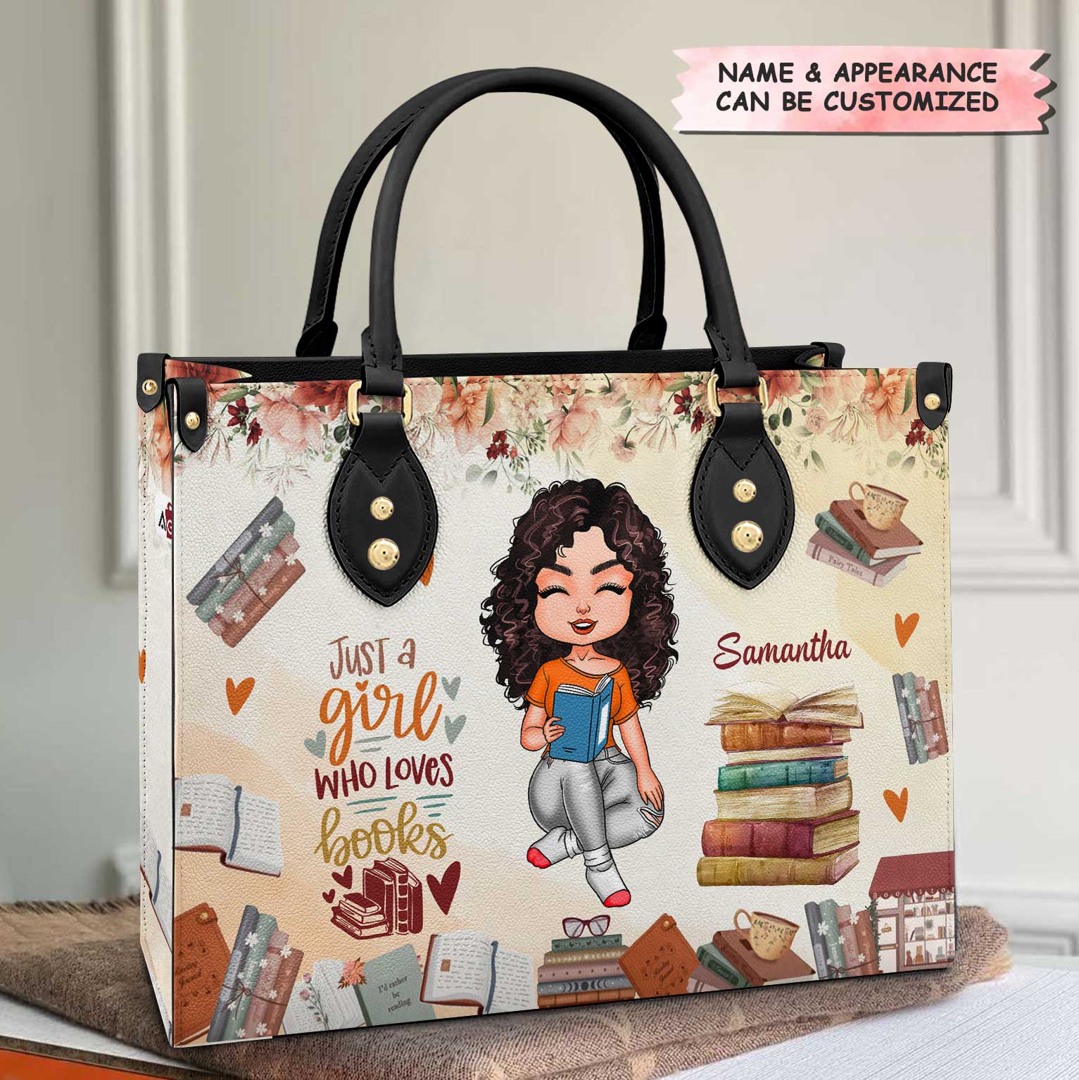 Personalized Leather Bag - Gift For Reading Lovers - Girl Loves Books