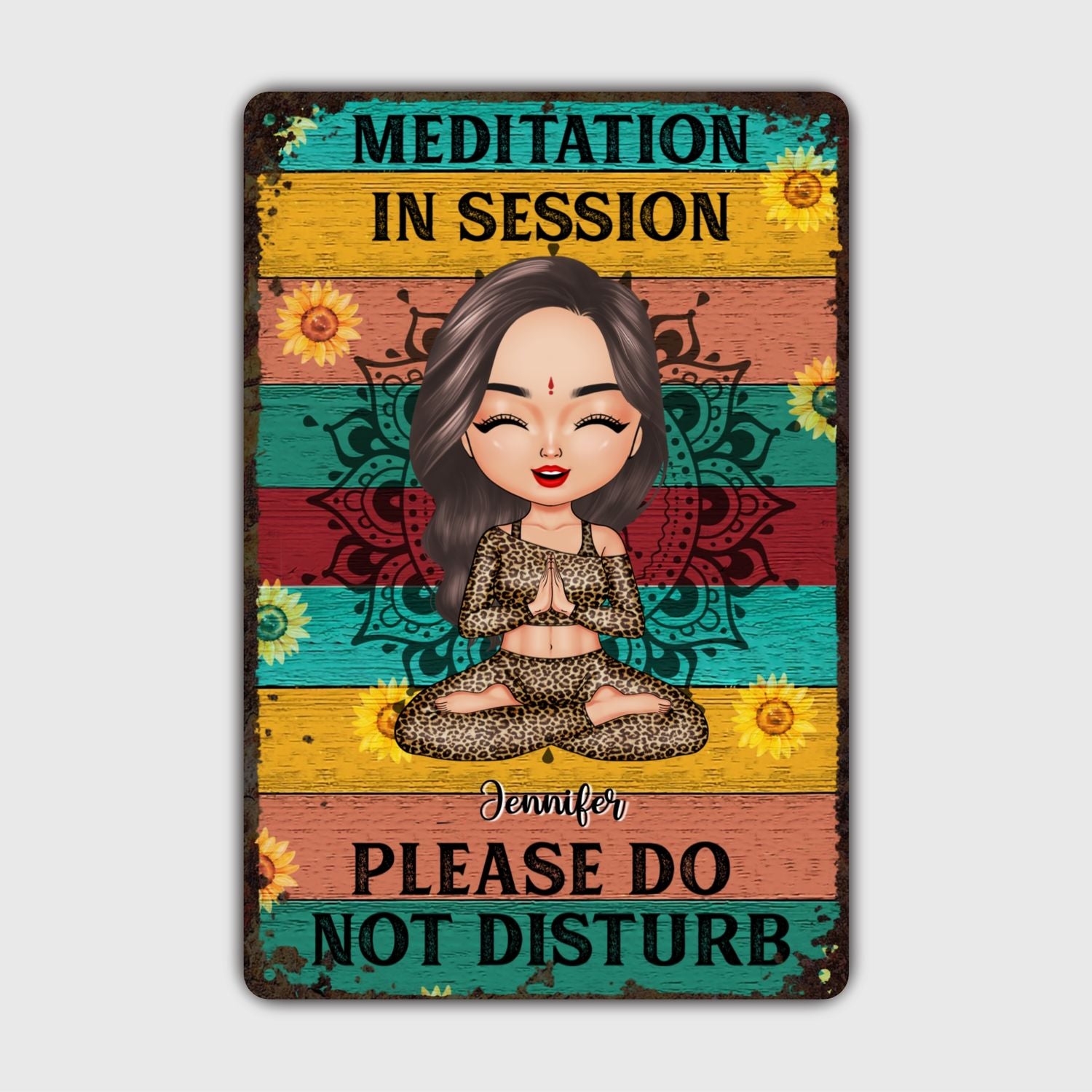 Custom Metal Sign - Gift For Yoga Lover - Meditation In Session