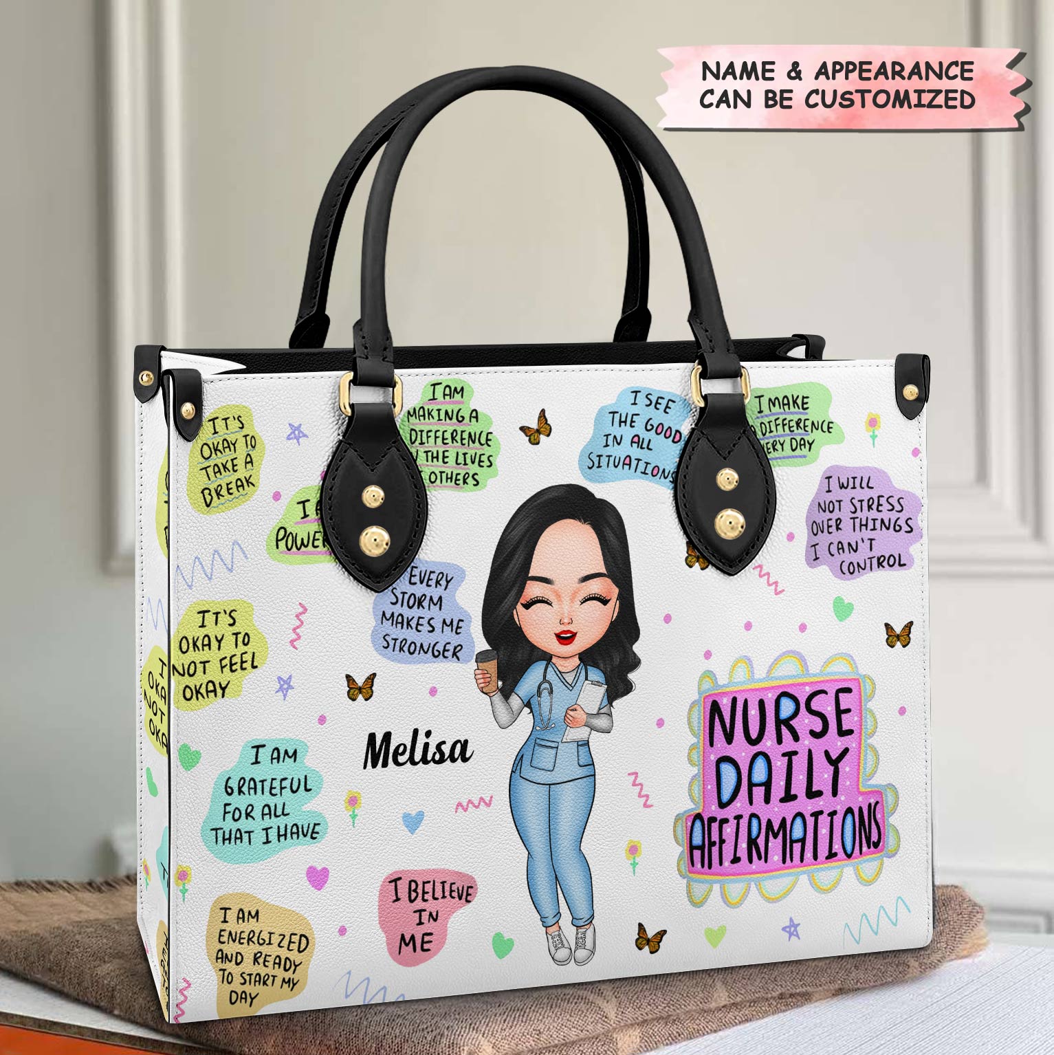 Personalized Leather Bag - Gift For Nurses - Nurse Daily Affirmations