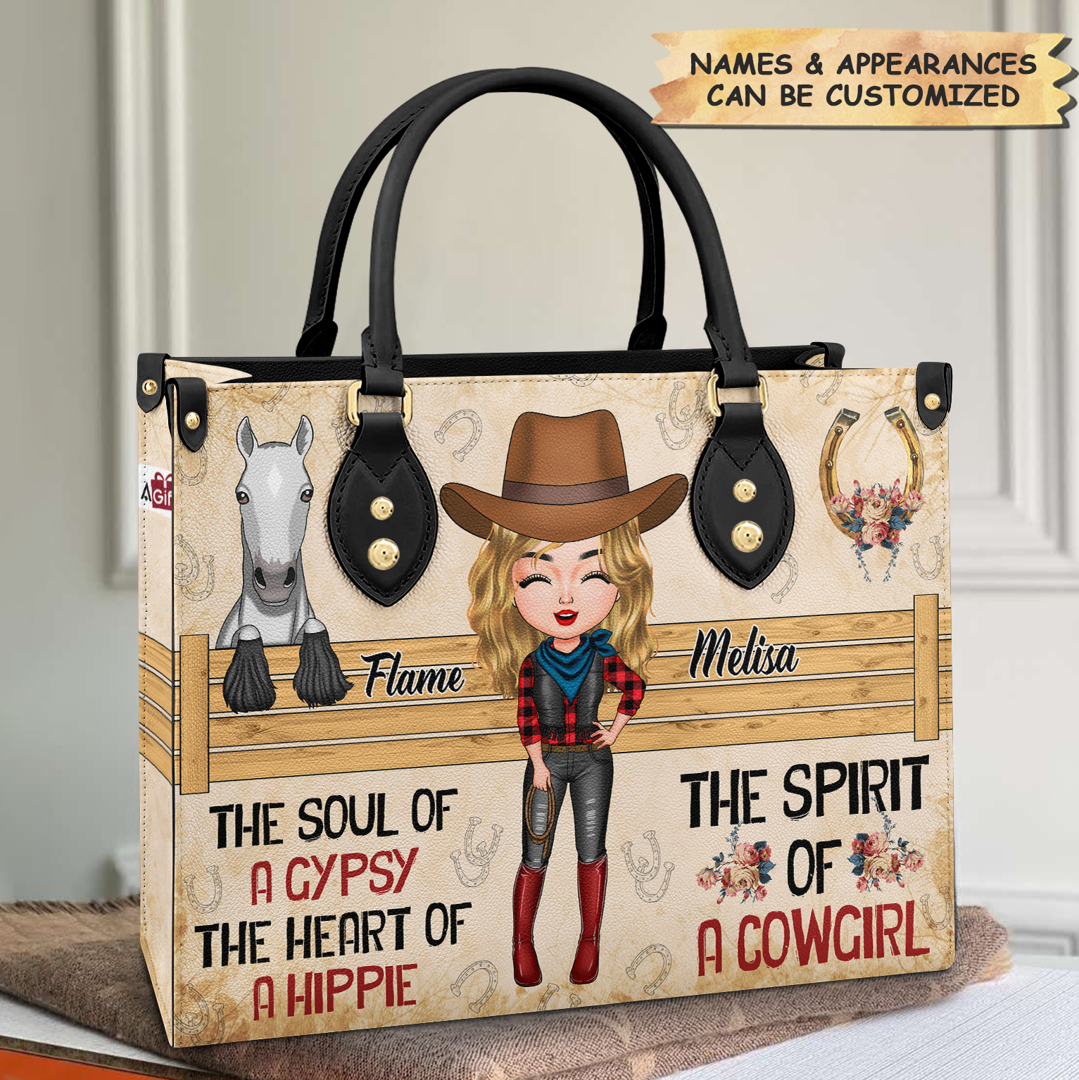 Personalized Leather Bag - Gift For Horse Lovers - The Spirit Of A Cowgirl