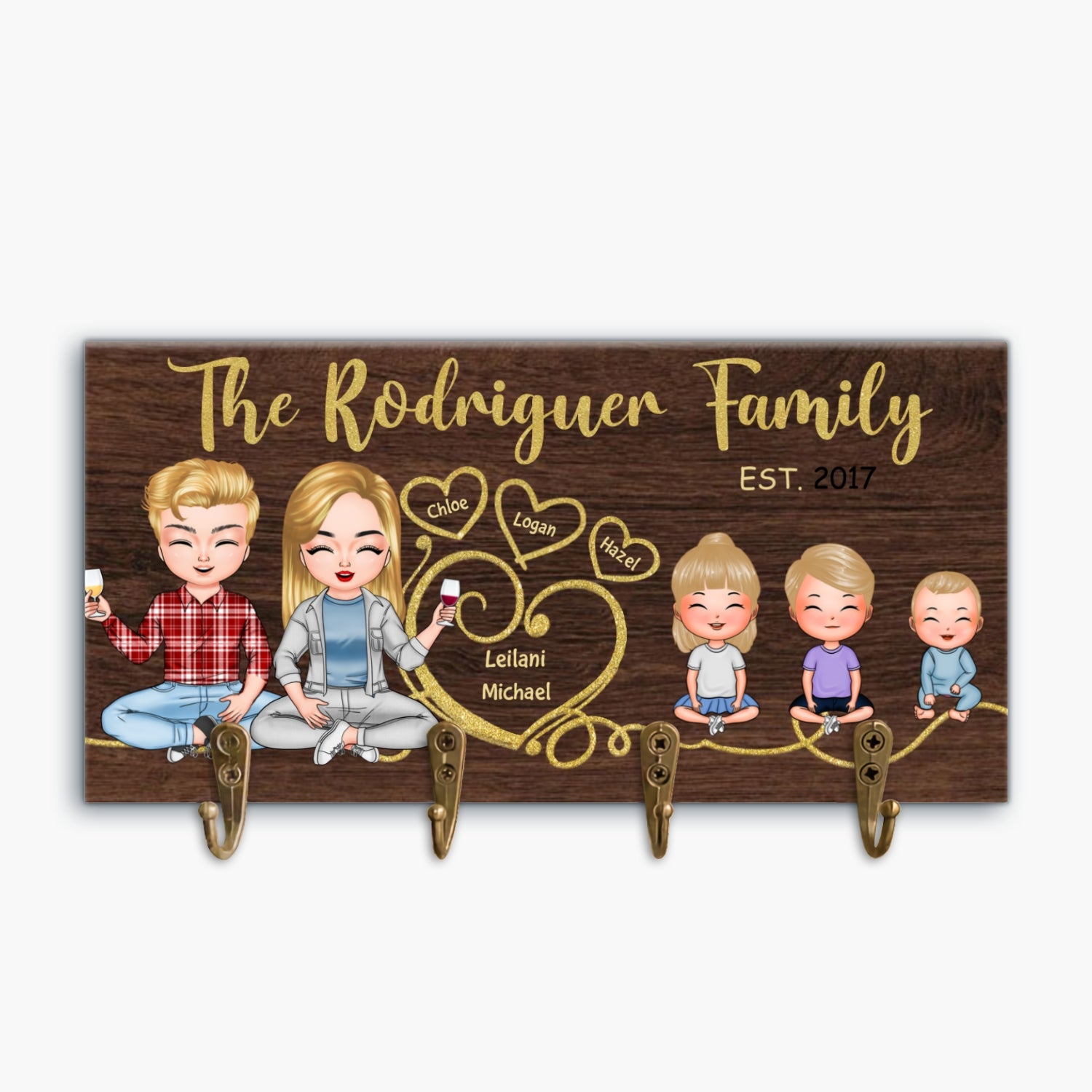 Personalized Key Holder - Gift For Family - Family Wooden