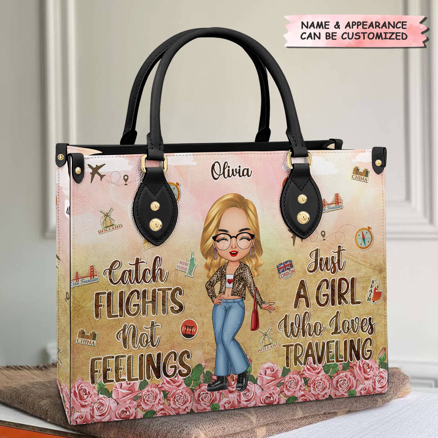 Personalized Leather Bag - Gift For Traveling Lovers - Just A Girl Who Loves Traveling
